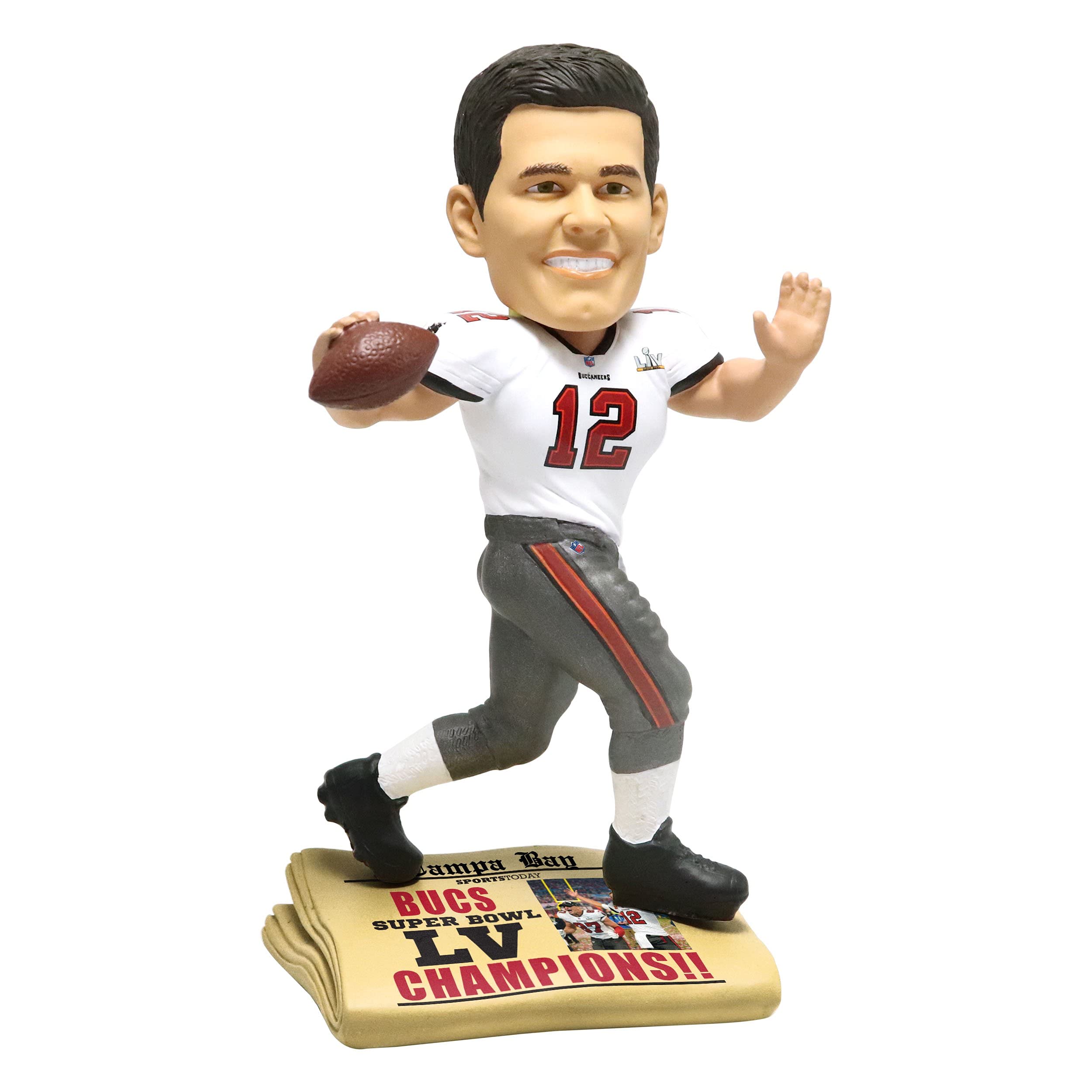 Tom Brady Tampa Bay Buccaneers Super Bowl LV Champions Bobblehead - Limited Edition NFL Collectible for Sports Fans & Memorabilia Collectors - Perfect for Man Cave, Office Decor, or Football Gift