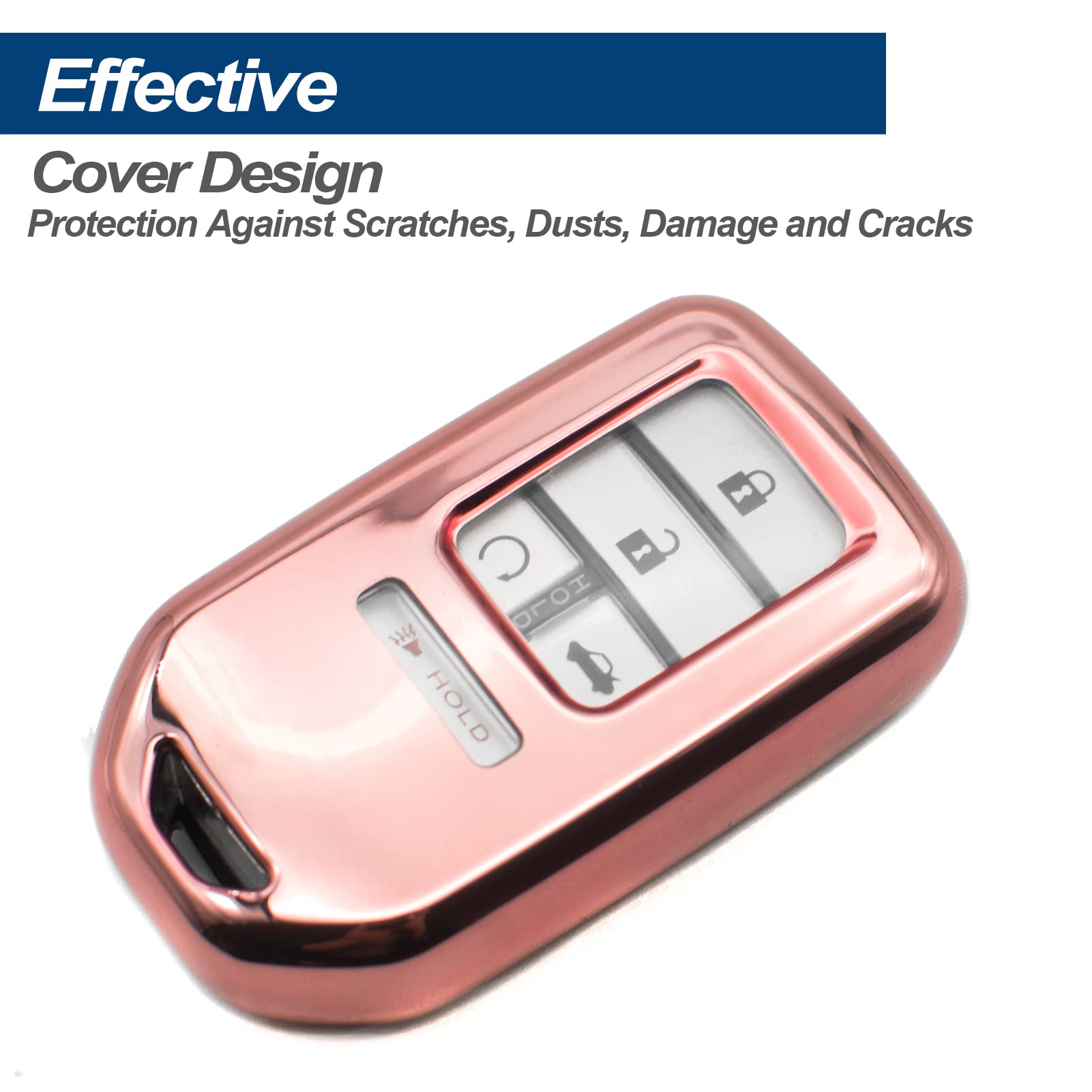 Premium TPU Key Fob Cover for Honda Civic CR-V Accord Odyssey Pilot (2010-2023) - Durable Protective Case Shell with Keyless Entry Access - Pink Car Accessories for Everyday Use & Gift Giving