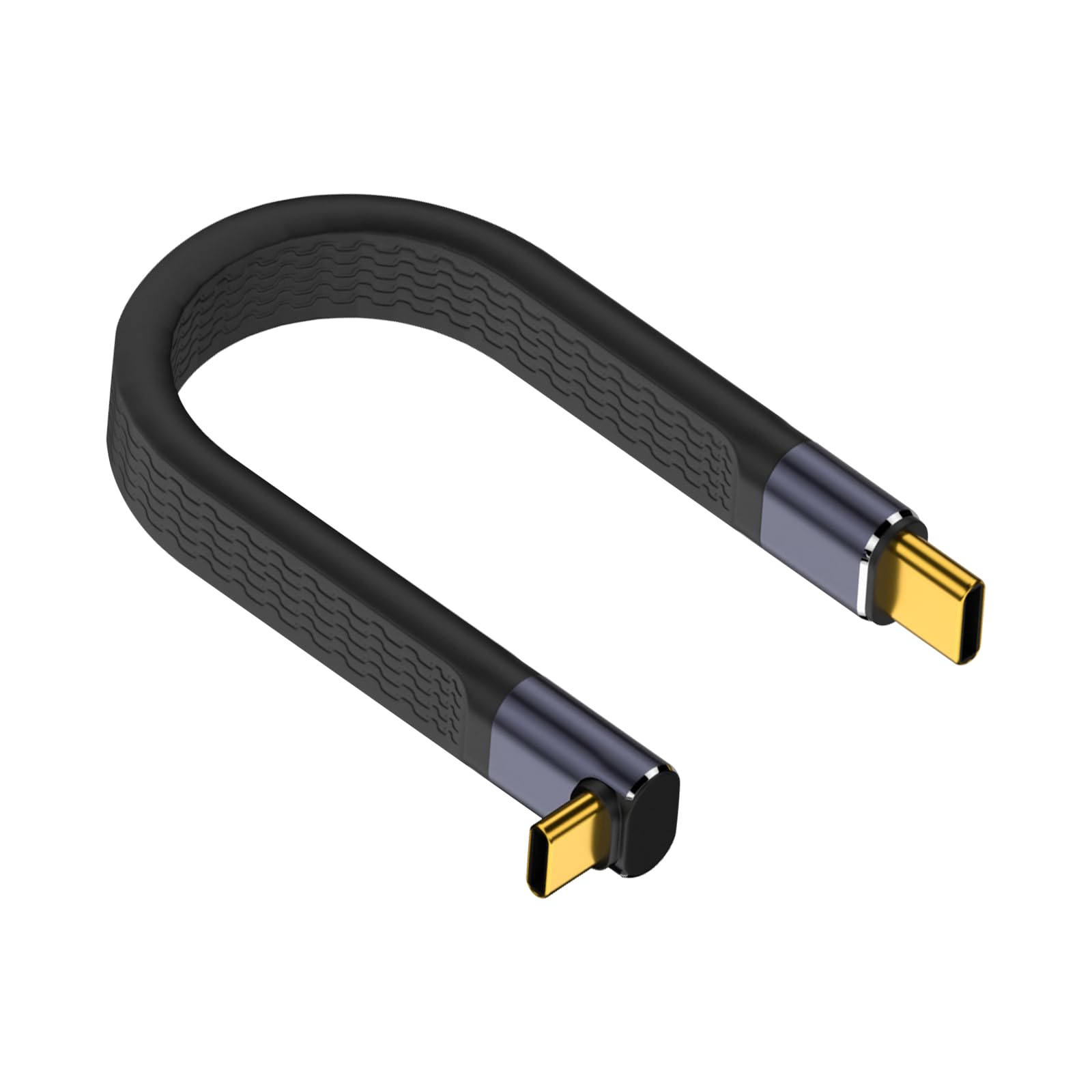 5-Inch USB C Cable Short 240W Fast Charging - 90 Degree Flat FPC Type C to USB C Cable - Thunderbolt 4 & USB 4 PD 3.1 Compatible - for iPhone 15, MacBook, Galaxy S23, External SSD - Perfect for Travel, Office & Car Charging
