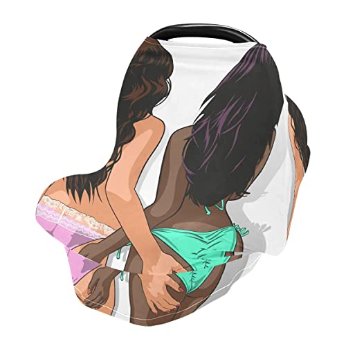 African American & Caucasian Baby Car Seat Cover for Newborns - 360° Stretch Protection, Nursing Poncho & Stroller Canopy - Perfect for Infant Safety, Breastfeeding & Outdoor Use