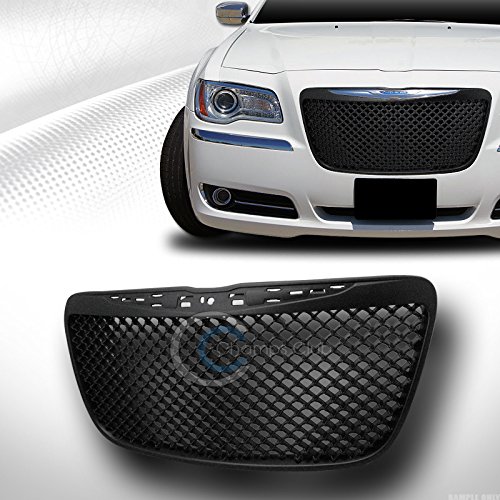 Black Big Horn Horizontal Style Sports Front Grill Cover for 2011-2014 Chrysler 300/300c - Heavy Duty Mesh Bumper Guard | Car Accessories for Enhanced Protection & Style | Perfect for Off-Roading, Daily Driving & Car Shows
