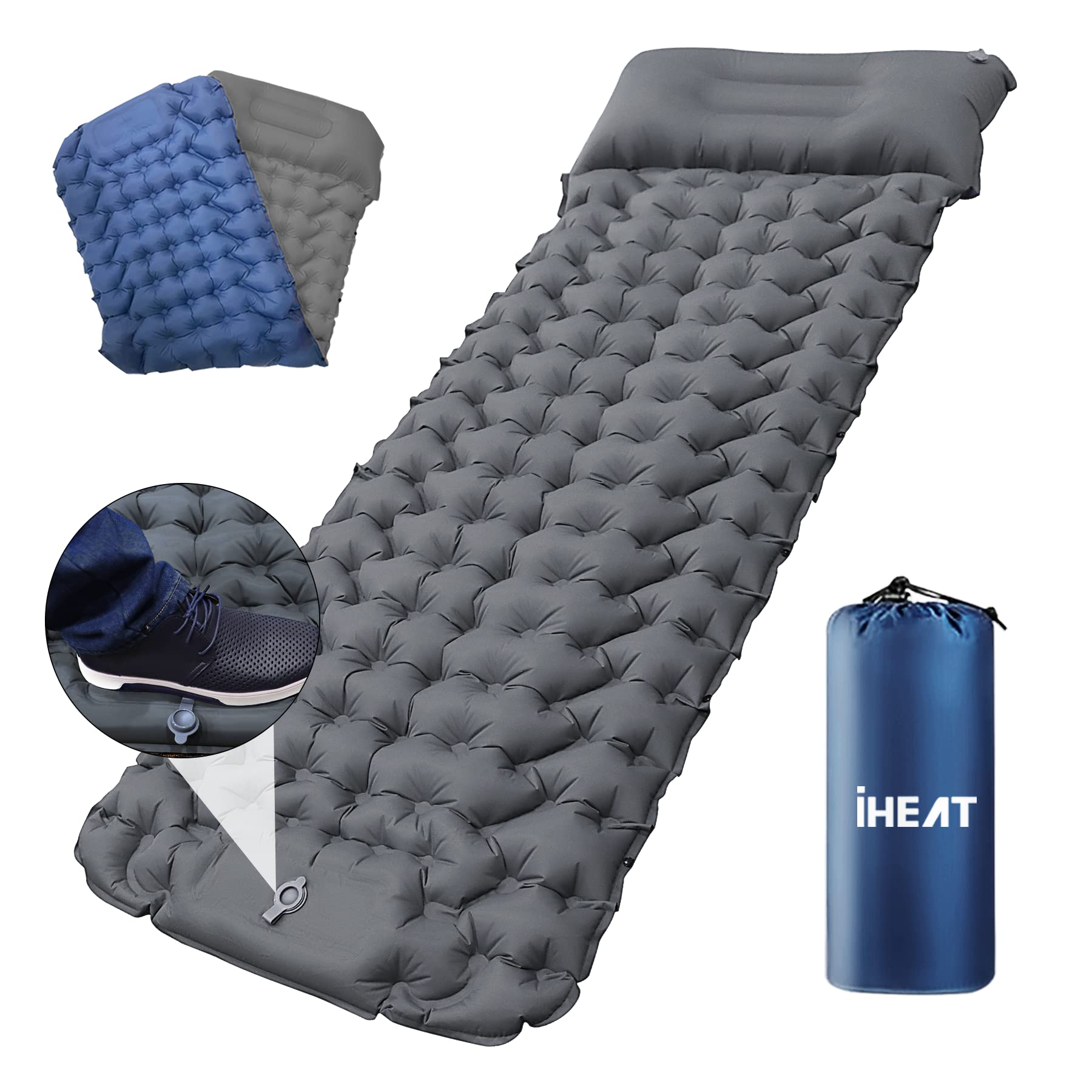 **2022 Upgraded Self-Inflating Camping Sleeping Pad - Waterproof & Durable Air Mattress for Hiking, Backpacking & Travel - Compact & Lightweight with Built-in Air Pillow - Perfect for Outdoor Adventures, Camping Trips & Backpacking**