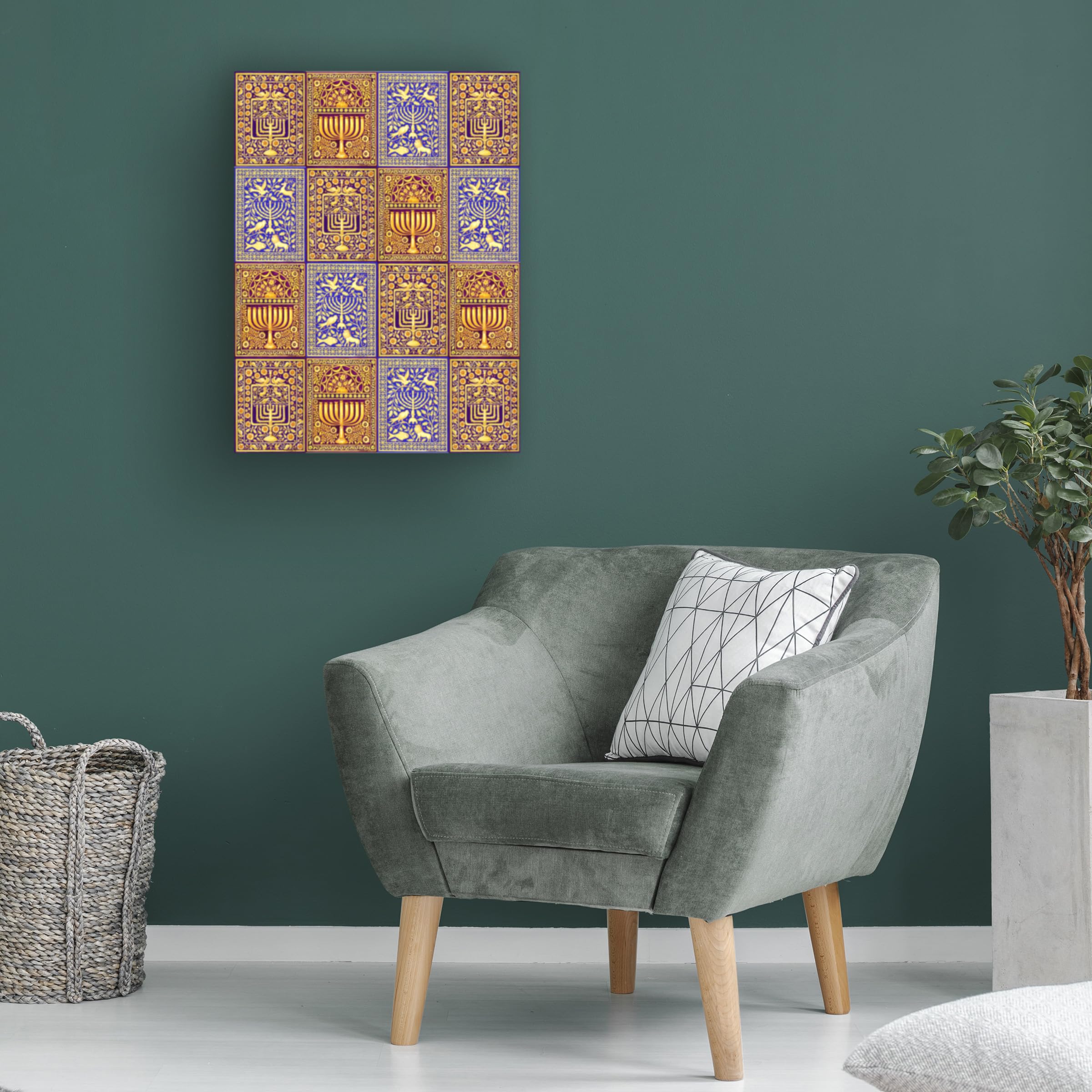 Trademark Fine Art 'Hanukkah Menorah Collage Verticals' Canvas Wall Art by Andrea Strongwater - Perfect for Jewish Holiday Decor, Home & Office Decorations