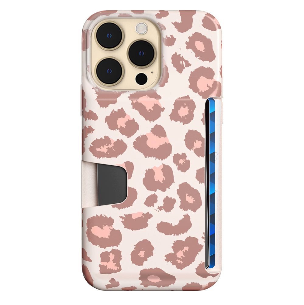 Blush Leopard Print iPhone Wallet Case - Slim Protective Cover with Card Holder for iPhone 13/14/15 Pro Max - Perfect for Everyday Use, Travel & Shopping