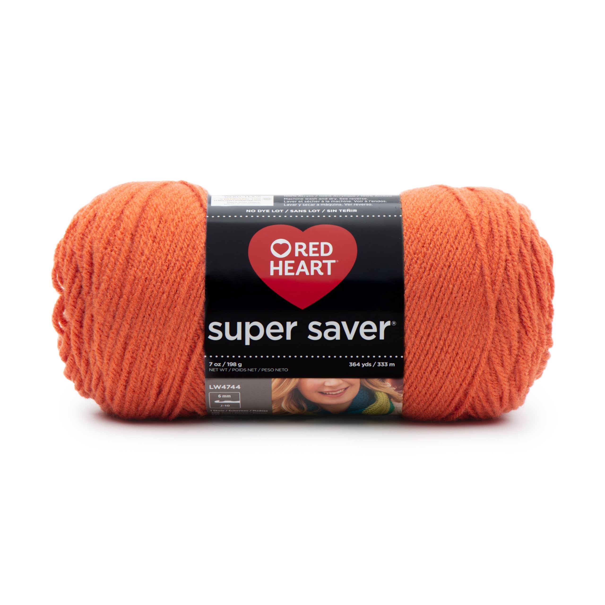 RED HEART Super Saver Yarn - Carrot Orange Acrylic Yarn for Knitting & Crocheting (7 oz/198 g) - Perfect for Scarves, Blankets & DIY Crafts