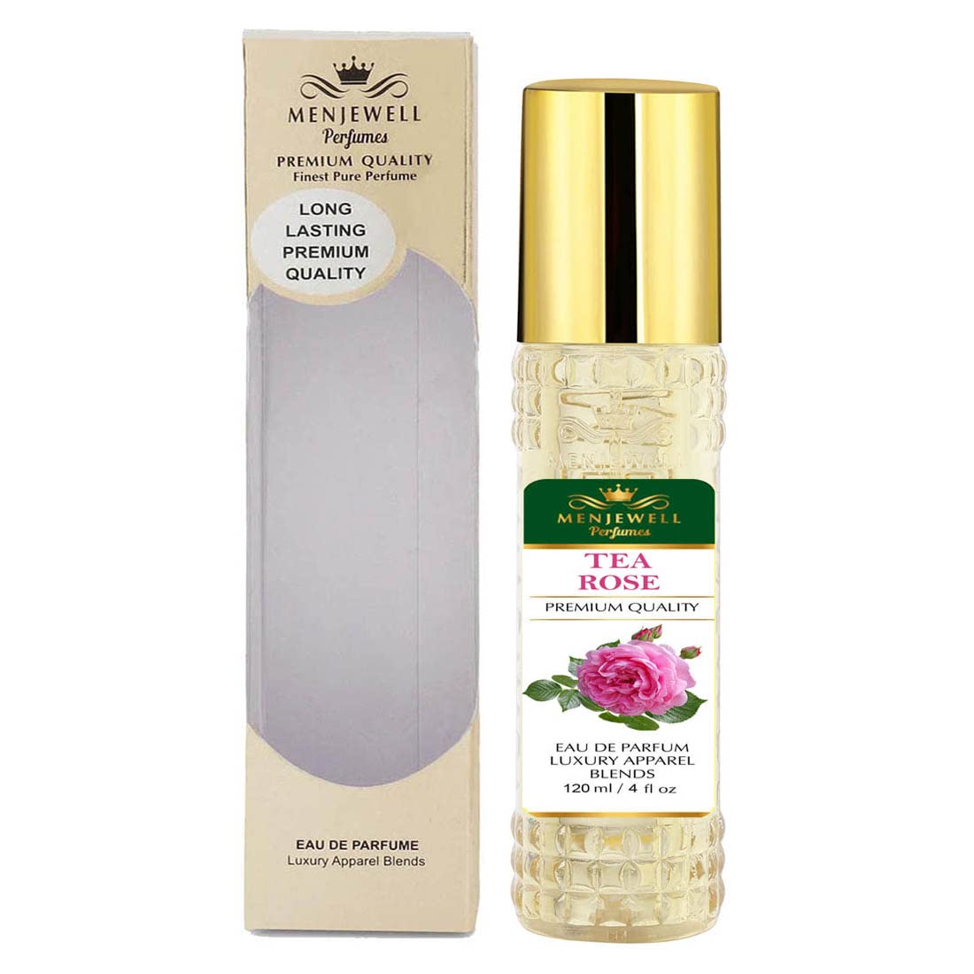 Menjewell Tea Rose Perfume for Women - Floral Eau De Parfum Spray | Long-Lasting Fragrance Gift Set (120ml) | Perfect for Date Night, Office Wear & Special Occasions