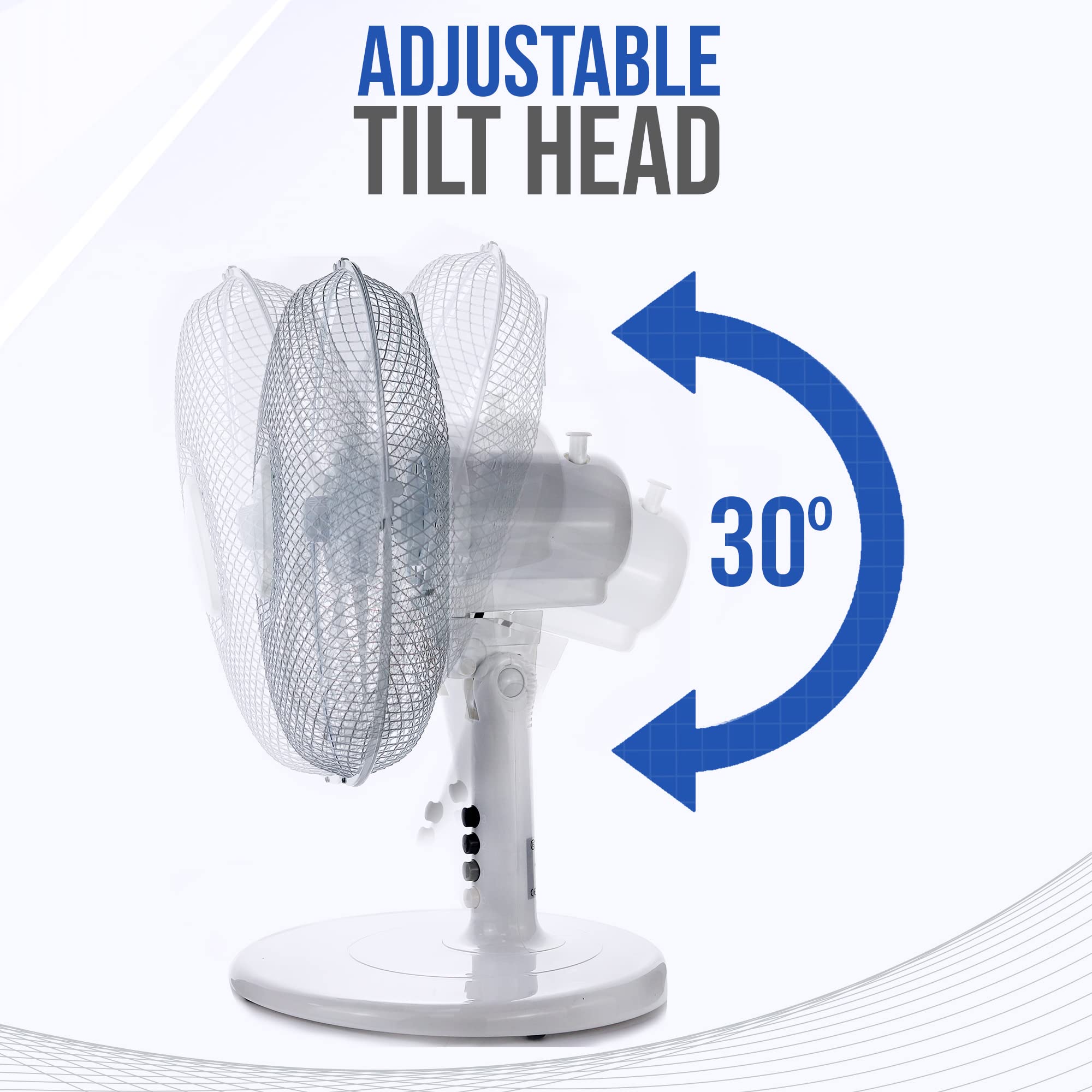 Belaco 12 Inch 3-Speed Oscillating Table Fan - Quiet Desk Fan with Sturdy Base & Safety Mesh for Home, Office, Dorm, Bedroom - White | Perfect for Cooling Workspaces, Living Rooms & Small Spaces