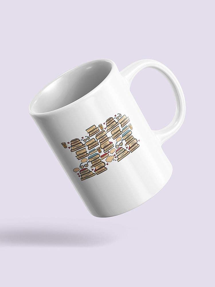 Smartprints Stack of Books Ceramic Coffee Mug - 15oz Large Novelty Book Lover Gift for Readers, Writers & Teachers - Perfect for Home, Office & Library Use