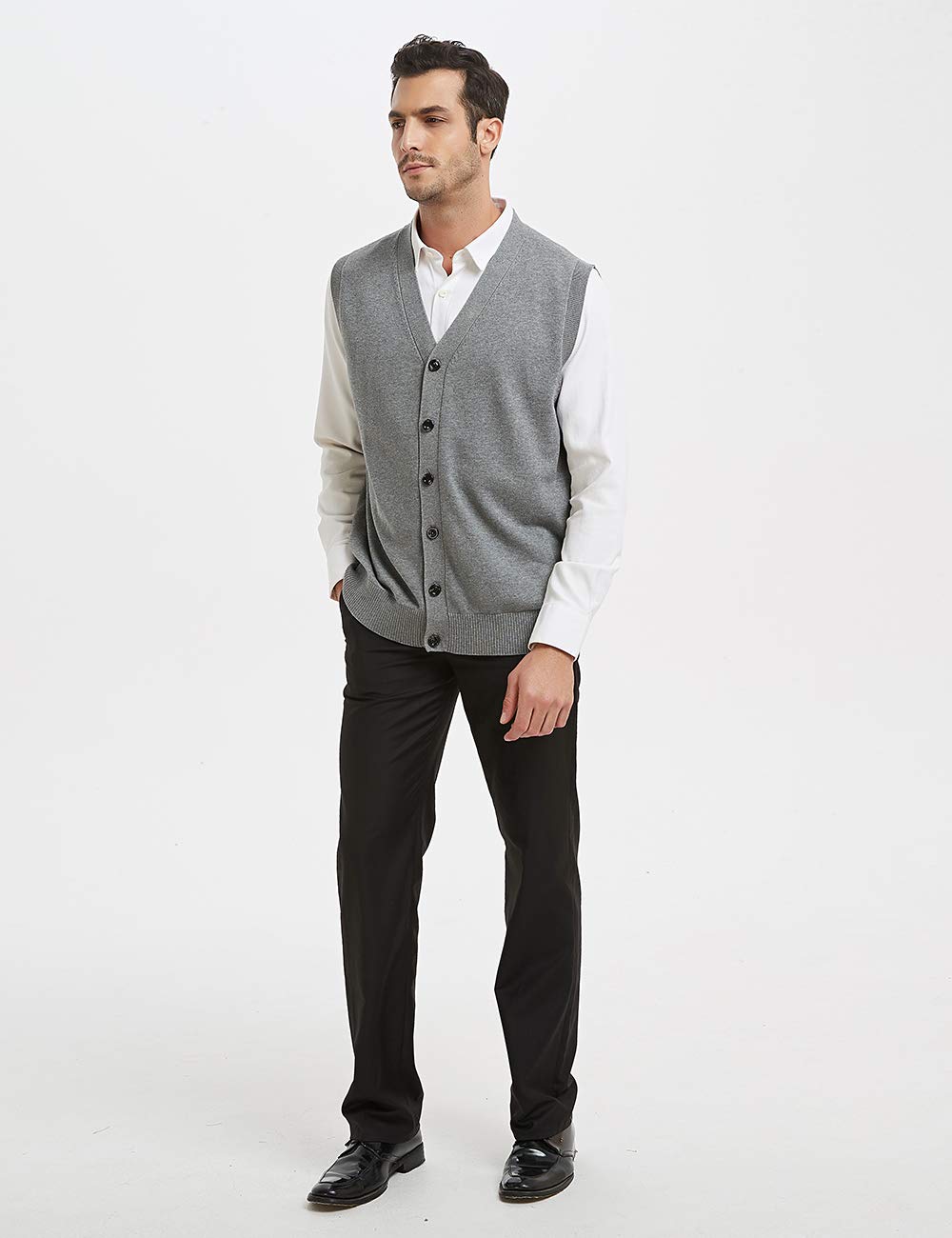 TopTie Men's Solid Knitted Sweater Vest - Lightweight Thermal Cardigan for Layering - Perfect for Office, Casual Wear & Winter Outfits