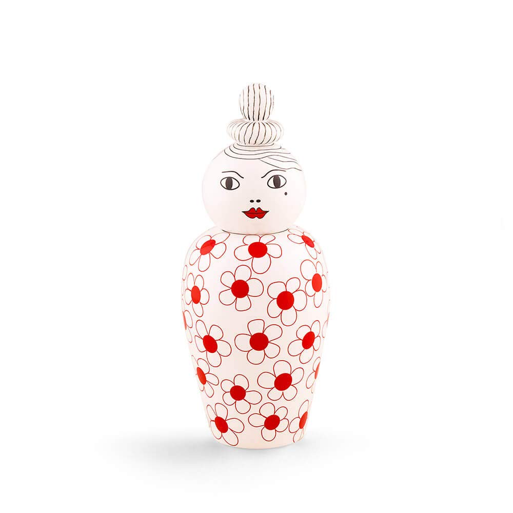 Seletti Pepa Dolomite Vase with Lid - Modern Red Ceramic Flower Vase for Home Decor, Wedding Centerpiece & Gift Idea
