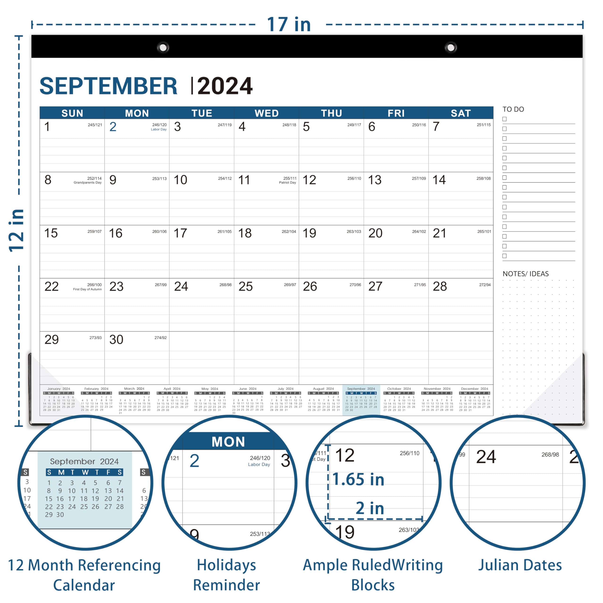 2025 Desk Calendar 18 Months (July 2024 - December 2025) - 12