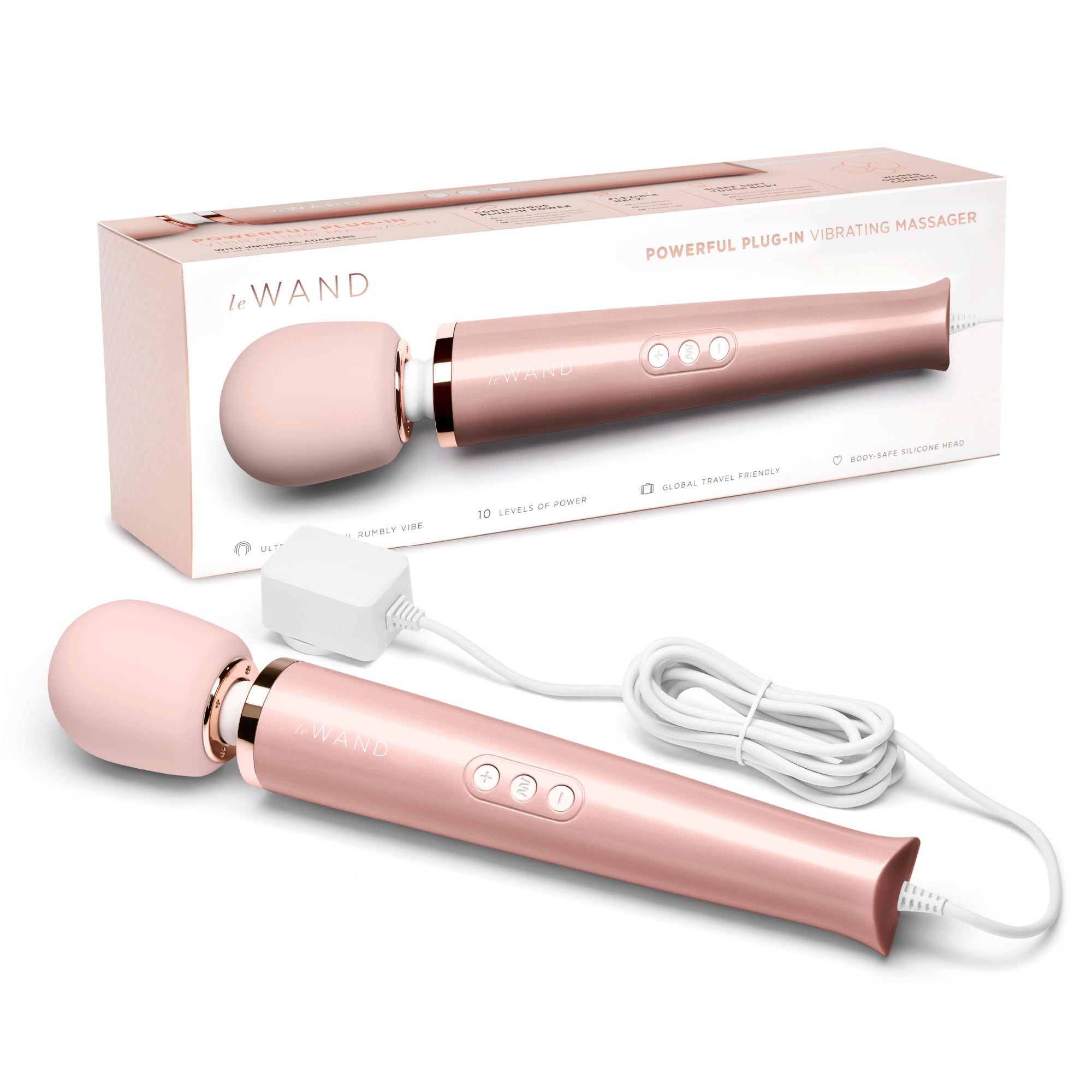 Le Wand Plug-In Rose Gold 33.5cm - Premium Rechargeable Personal Massager for Relaxation & Intimate Wellness | Perfect for Home Spa, Self-Care & Couples Use