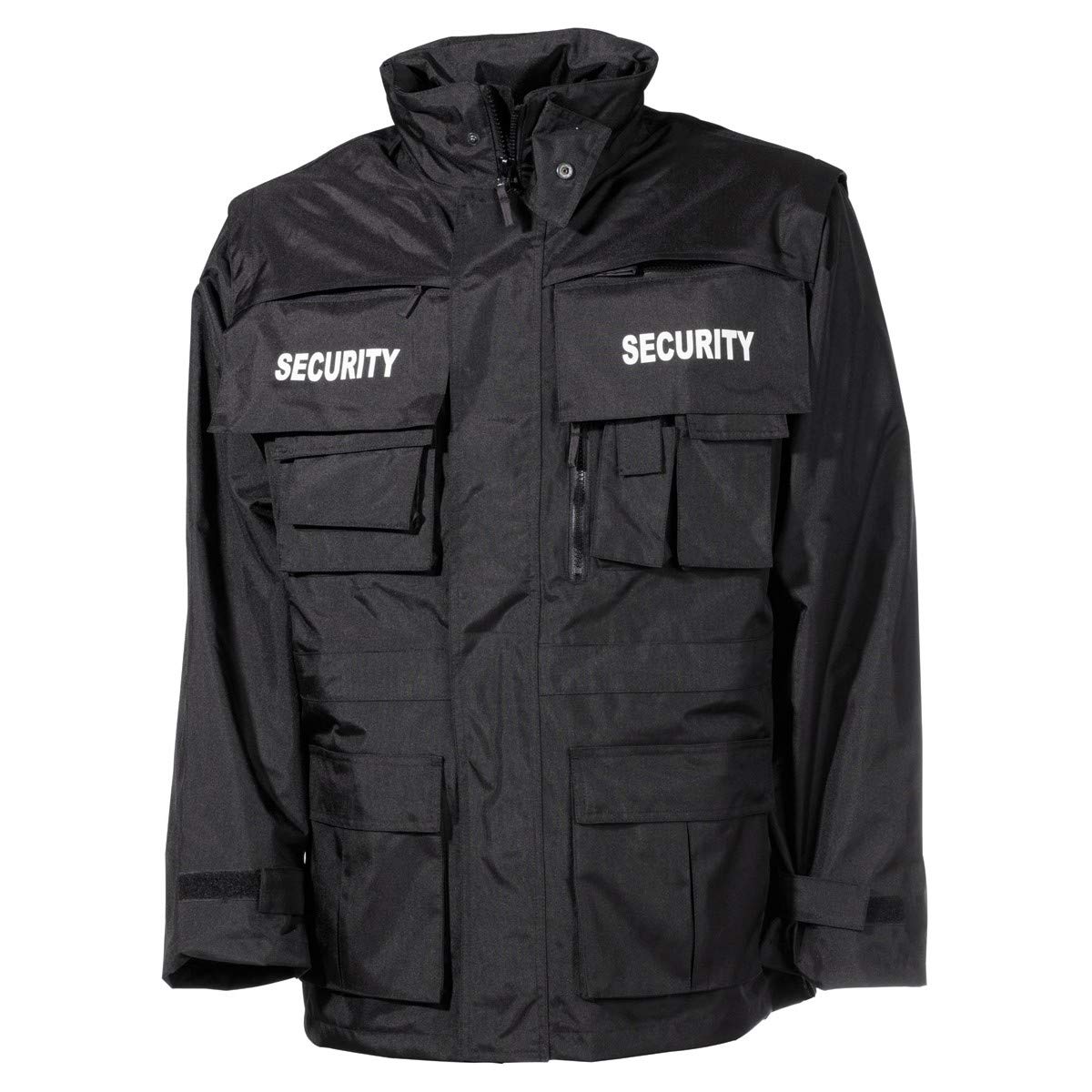 Men's Waterproof Security Jacket with Multiple Pockets - Black Tactical Windbreaker for Outdoor Work & Travel