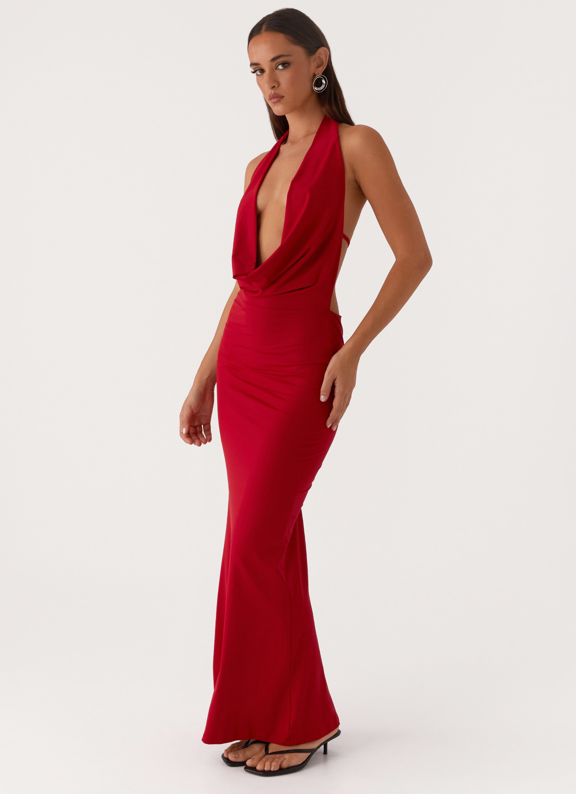 Elegant Red Maxi Dress for Women - Flowy Long Summer Dress with Side Slits - Perfect for Beach, Vacation, and Casual Outings