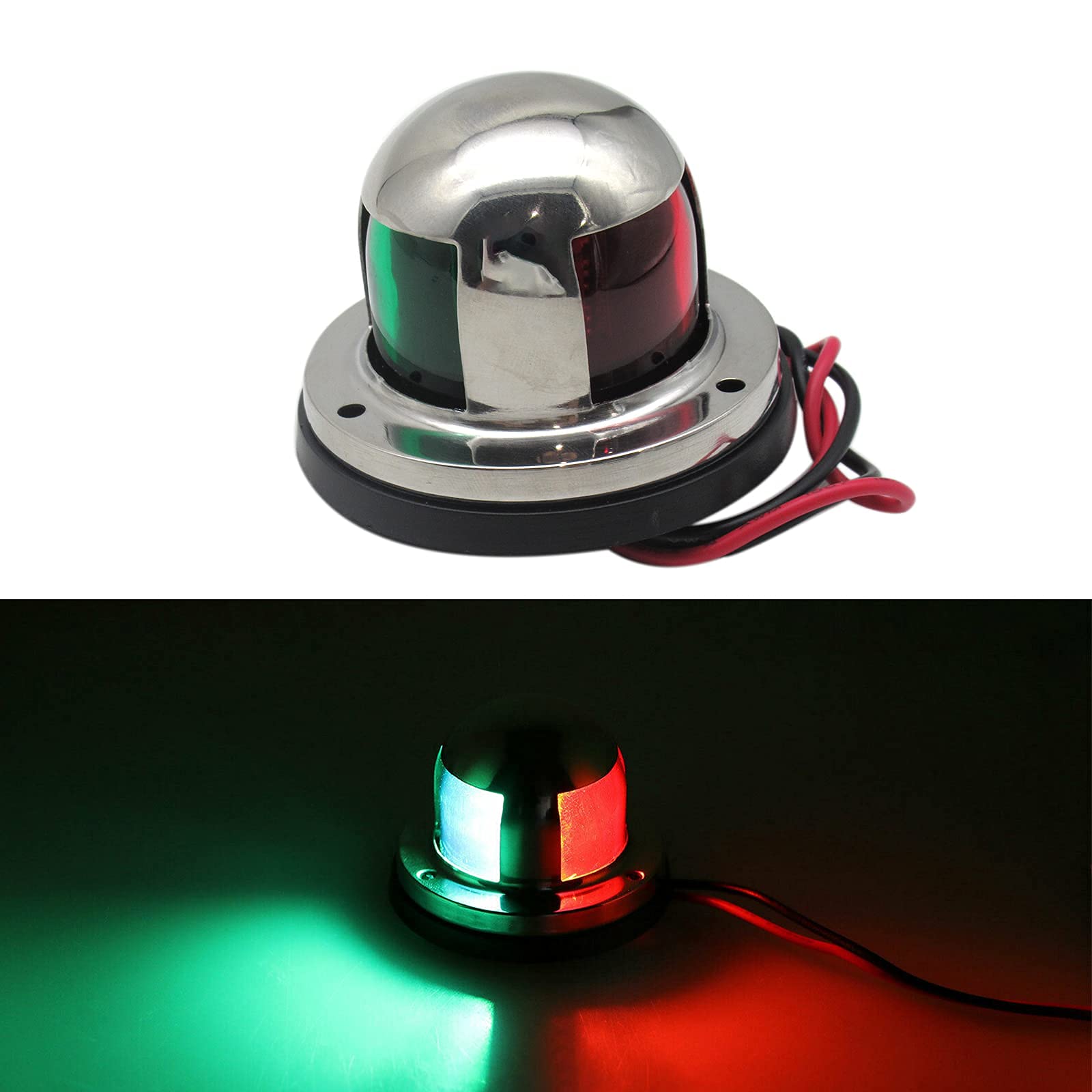 Gxcdizx 2 in 1 Marine Boat Yacht Pontoon 12V Stainless Steel LED Bow Navigation Lights - Waterproof for Night Boating, Fishing & Water Sports