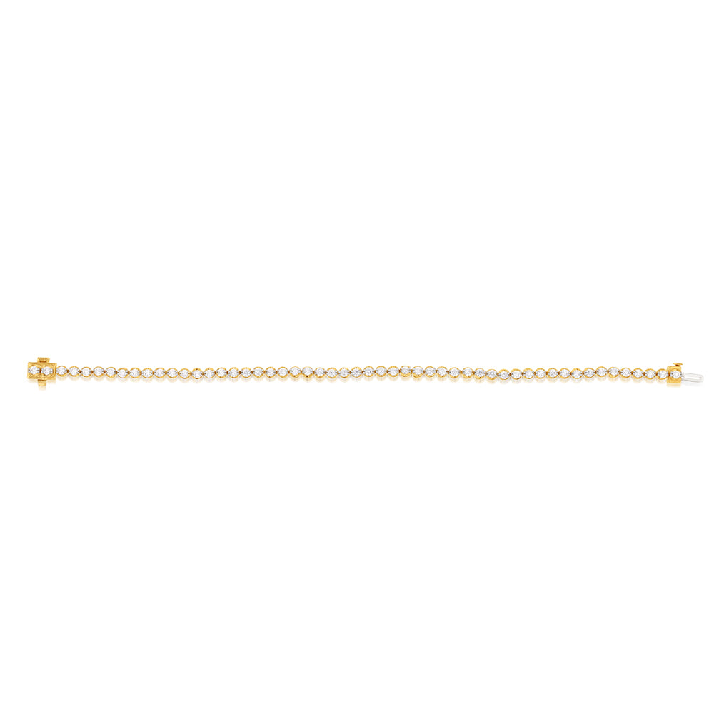 14ct Yellow Gold 2 Carat Diamond Tennis Bracelet with 51 Brilliant Cut Diamonds - 18cm Adjustable Length - Perfect for Weddings, Anniversaries & Special Occasions