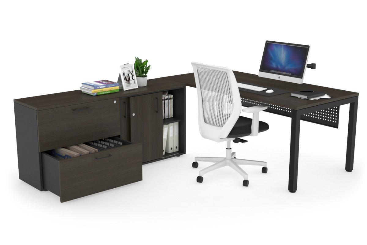 Quadro Square Executive Black Frame Office Desk [1800L x 700W] - Modern Workspace Solution for Home & Business Offices