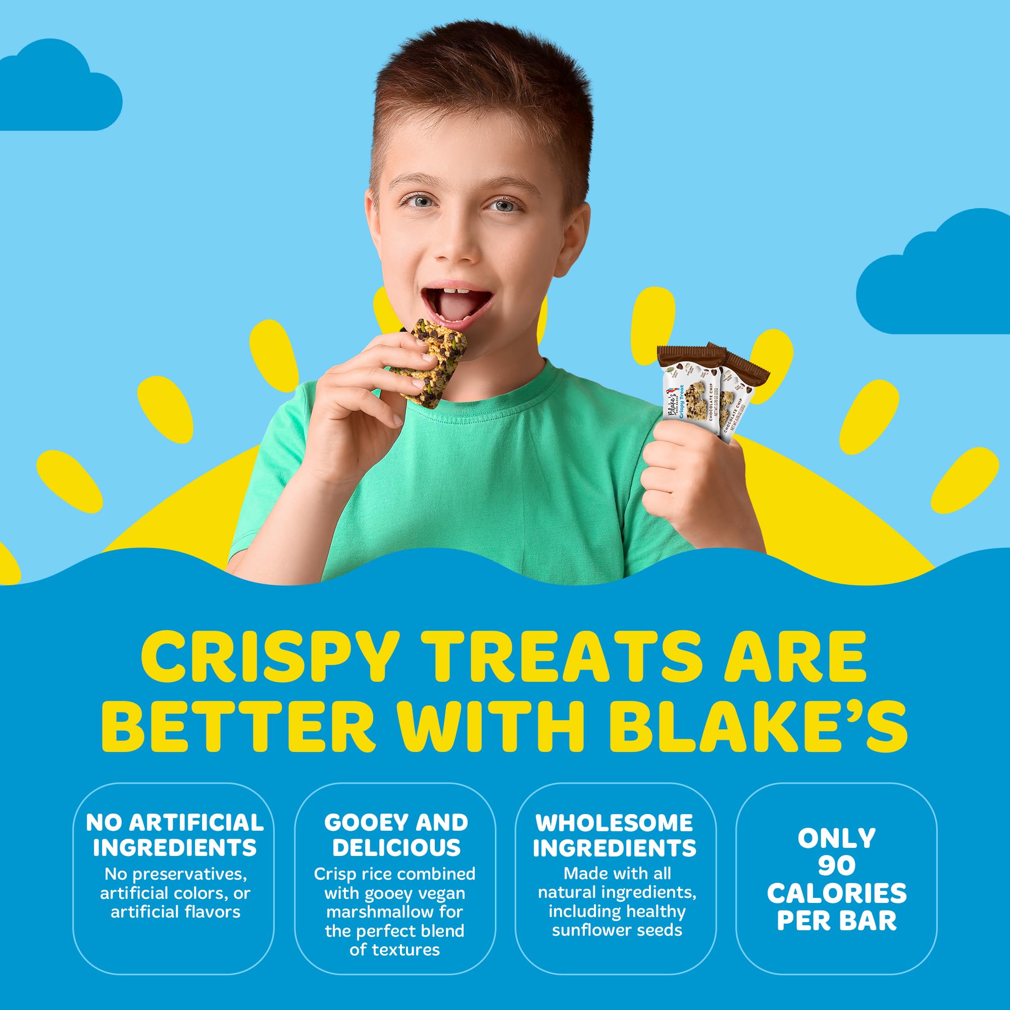 Blake’s Seed Based Crispy Treats - Chocolate Chip (24 Count) | Nut Free, Gluten Free, Dairy Free & Vegan Healthy Snacks | Low Calorie, Soy Free, School Safe Snacks for Kids & Adults | Perfect for Lunchboxes, Office Snacks & On-the-Go Energy