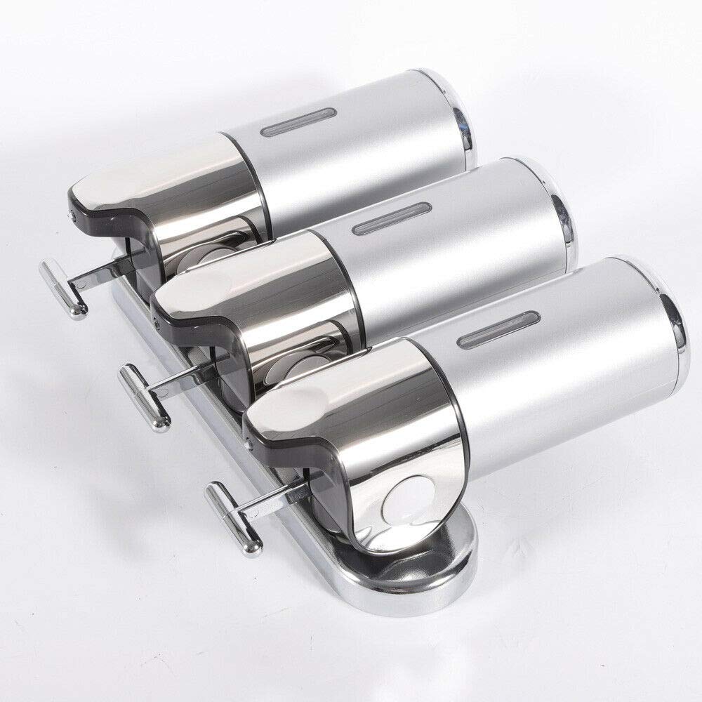 3-Pack 1500ml Wall Mounted Shower Pump Dispenser - Leakproof Bathroom Organizer for Shampoo, Conditioner & Body Wash | Space Saving Solution for Home, Hotel & Gym Showers (Silver)
