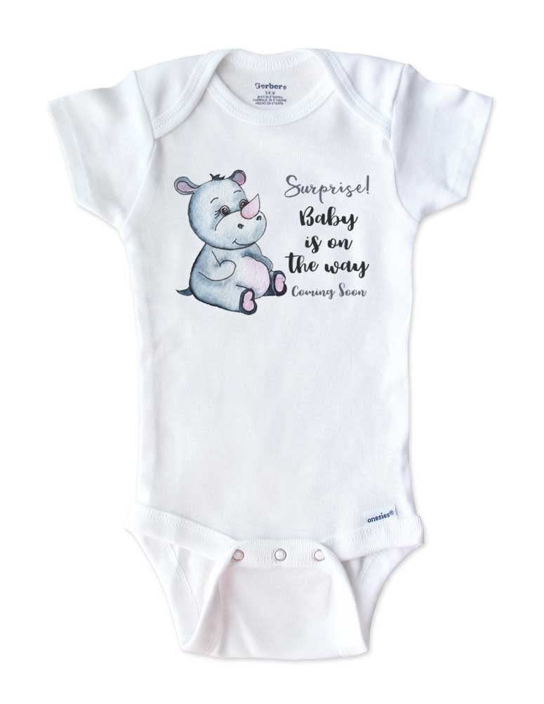 Handmade Baby Rhino Onesie - Cute Pregnancy Reveal Outfit for Newborns | Perfect for Baby Showers, Gender Reveals & Newborn Photos