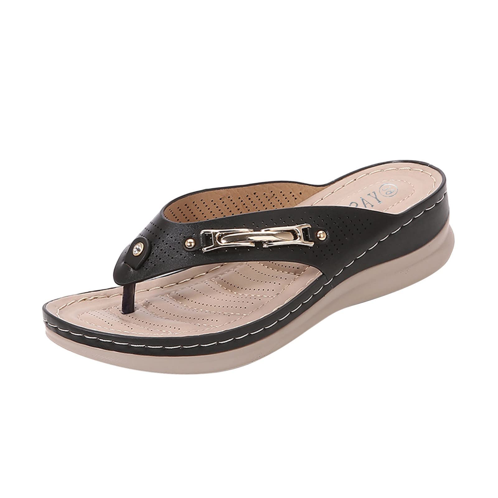 Comfortable Flip Wedge Sandals for Women - Round Toe Thong Sandals | Fashion Casual Summer Shoes for Beach, Pool & Outdoor Wear