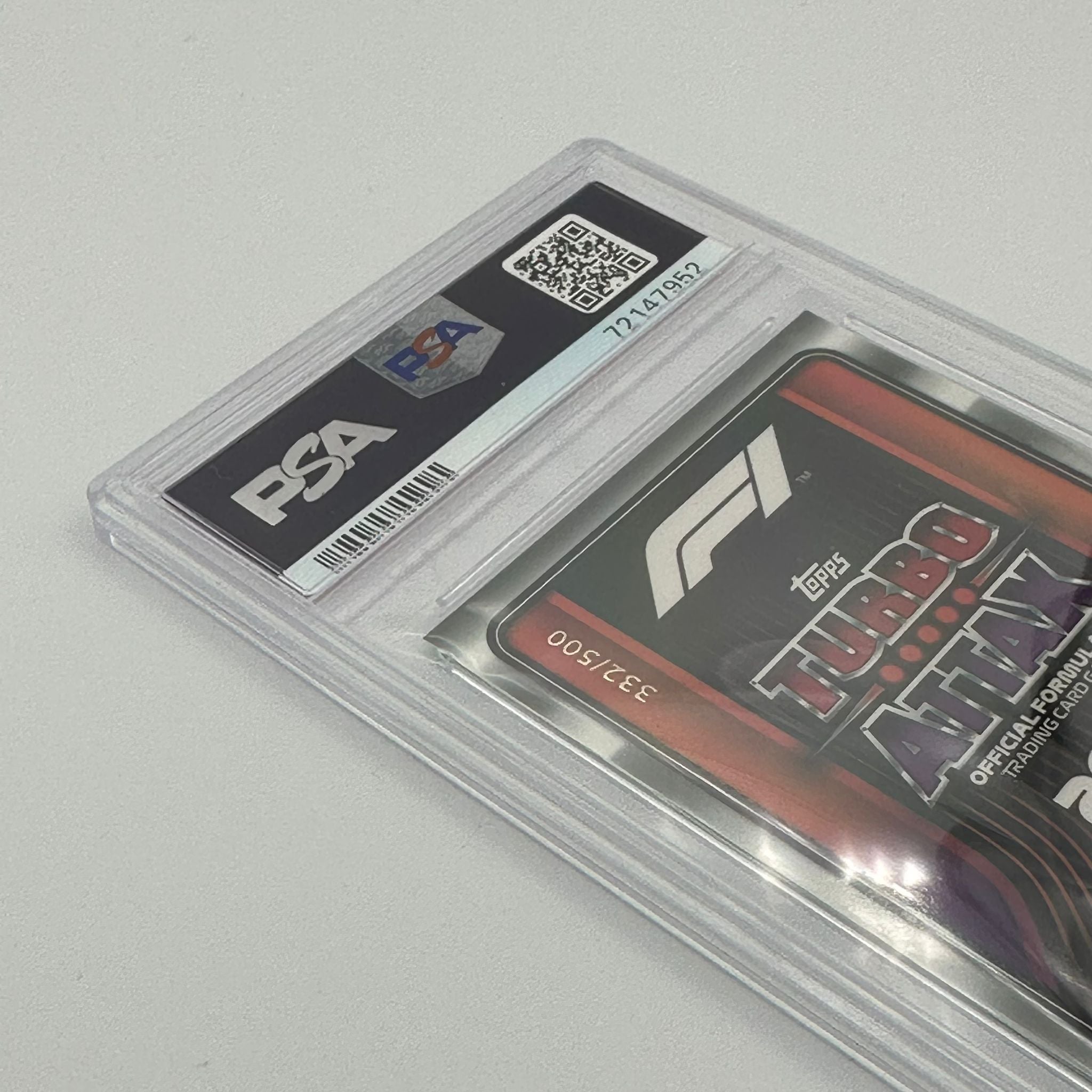 PSA 8 Graded Max Verstappen #132 332/500 Stat Attax Mirror Green Trading Card - Perfect for F1 Collectors, Sports Memorabilia Displays & Investment Collections