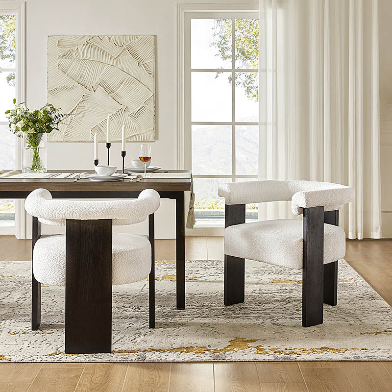 Fedor Boucle Dining Chair - Modern Upholstered Accent Chair for Kitchen, Dining Room, or Office - Soft Velvet Fabric & Sturdy Metal Legs - Elegant Home Decor & Comfortable Seating Solution