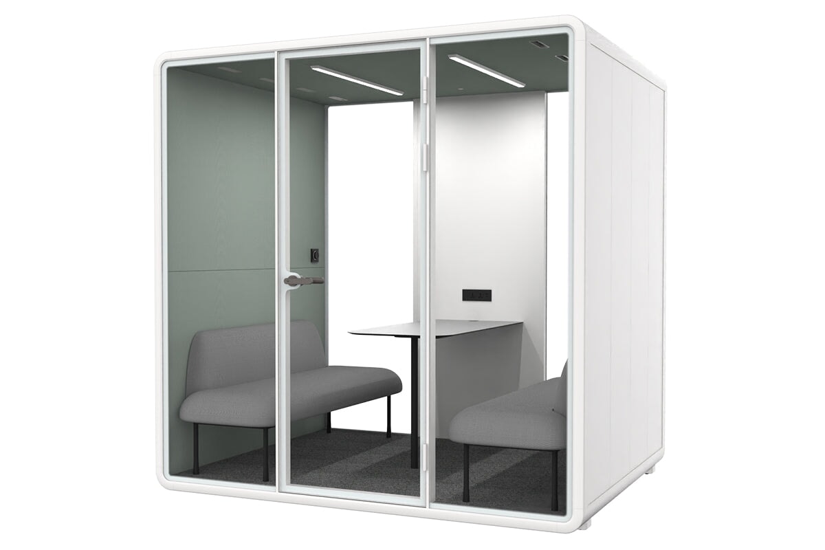 Nest 4 Person Meeting Booth with Echo Panel & Fabric - Soundproof Office Pod for Team Collaboration & Private Calls
