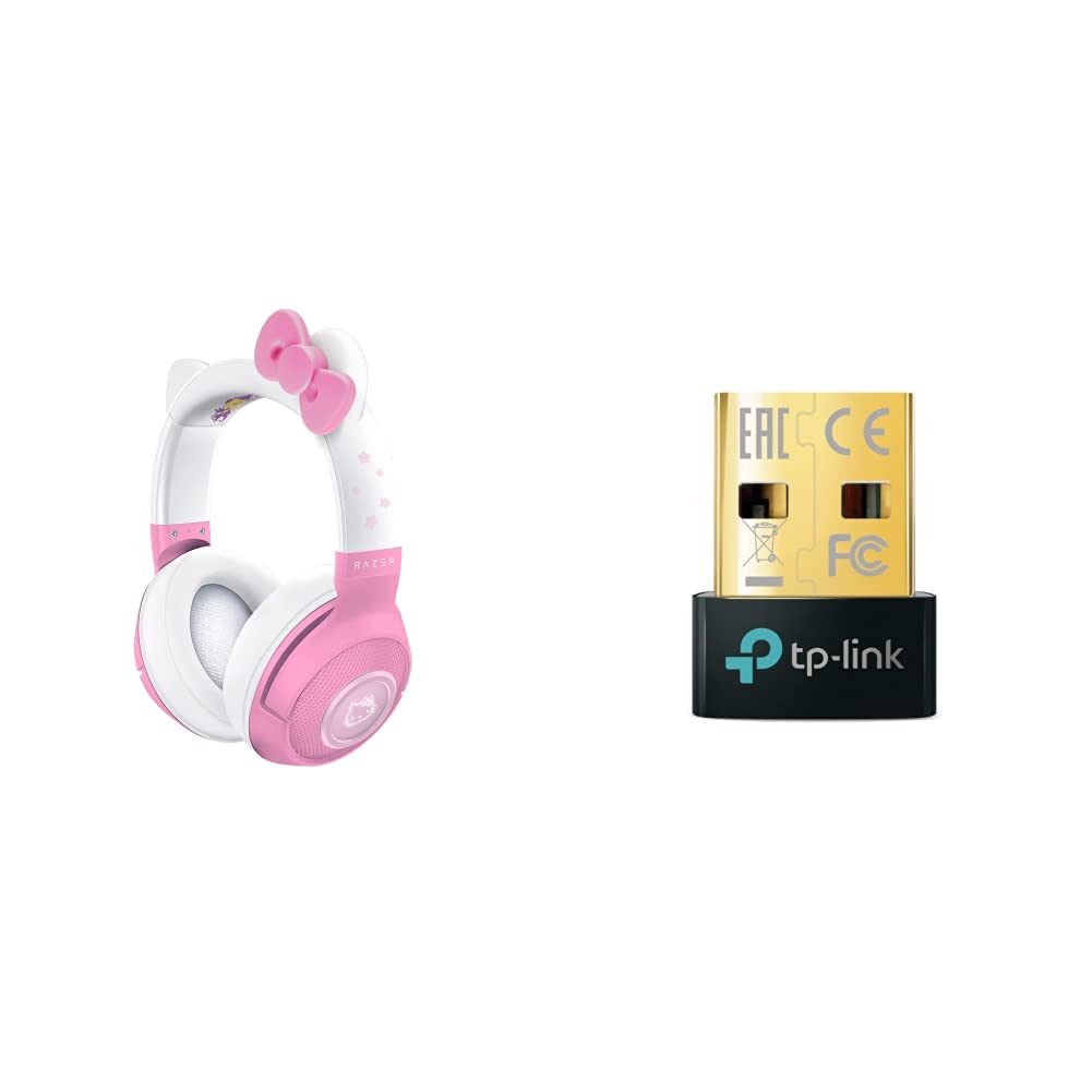 Razer Kraken BT Wireless Gaming Headset with Bluetooth 5.0 - Hello Kitty & Friends Limited Edition | TP-Link UB500 USB Bluetooth 5.0 Adapter for PC (Windows 11/10/8.1/7) | Perfect for Gaming, Streaming & Video Calls