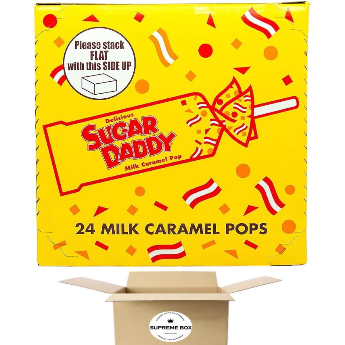 Premium Sugar Daddies Milk Caramel Pops 40.6oz (24 Count) - Individually Wrapped Bulk Candy for Parties, Halloween Treats & Office Snacks
