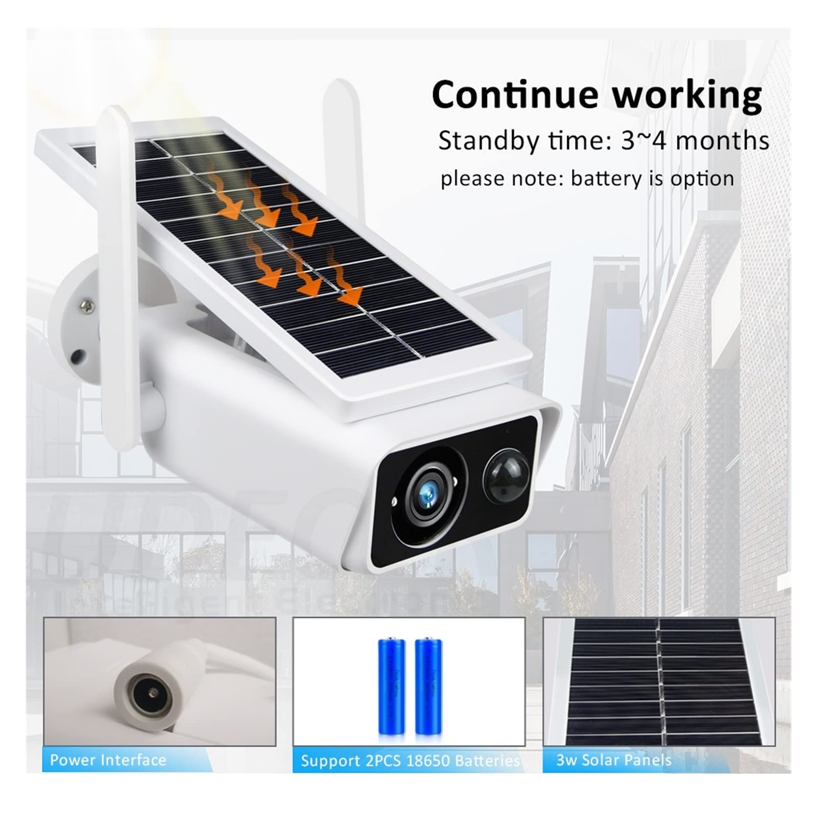 3MP HD Solar Security Camera Outdoor - Wireless WiFi IP Camera with PIR Motion Detection & Built-in Battery - Solar Powered Surveillance for Home, Yard, and Business Security (No Battery x 128G) - Perfect for 24/7 Property Monitoring & Nighttime Protection