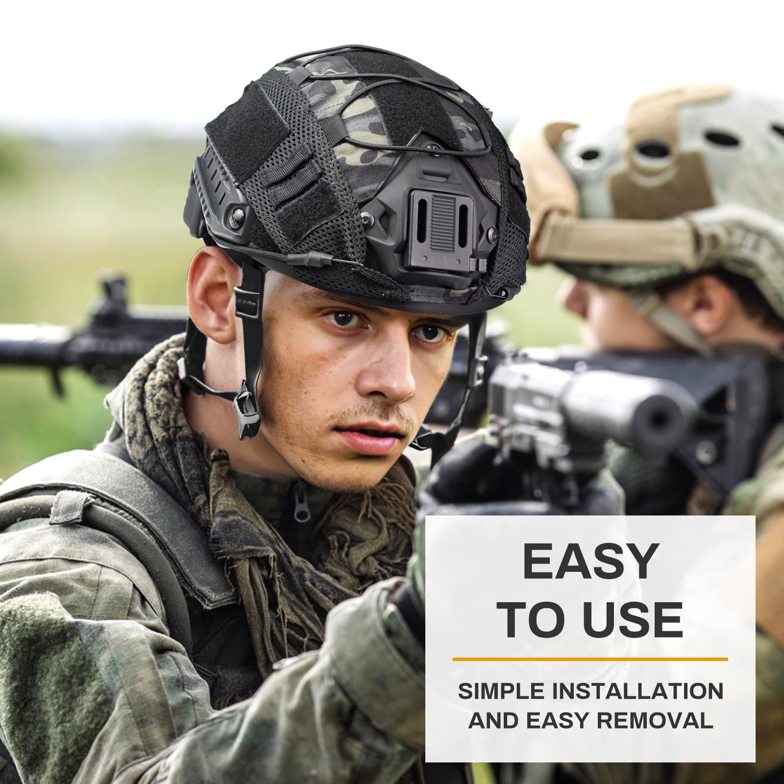 TacSnake Tactical Airsoft Paintball Fast Helmet with Removable Cover - PJ Style Military Helmet with NVG Mount for Airsoft, Paintball & Outdoor Activities