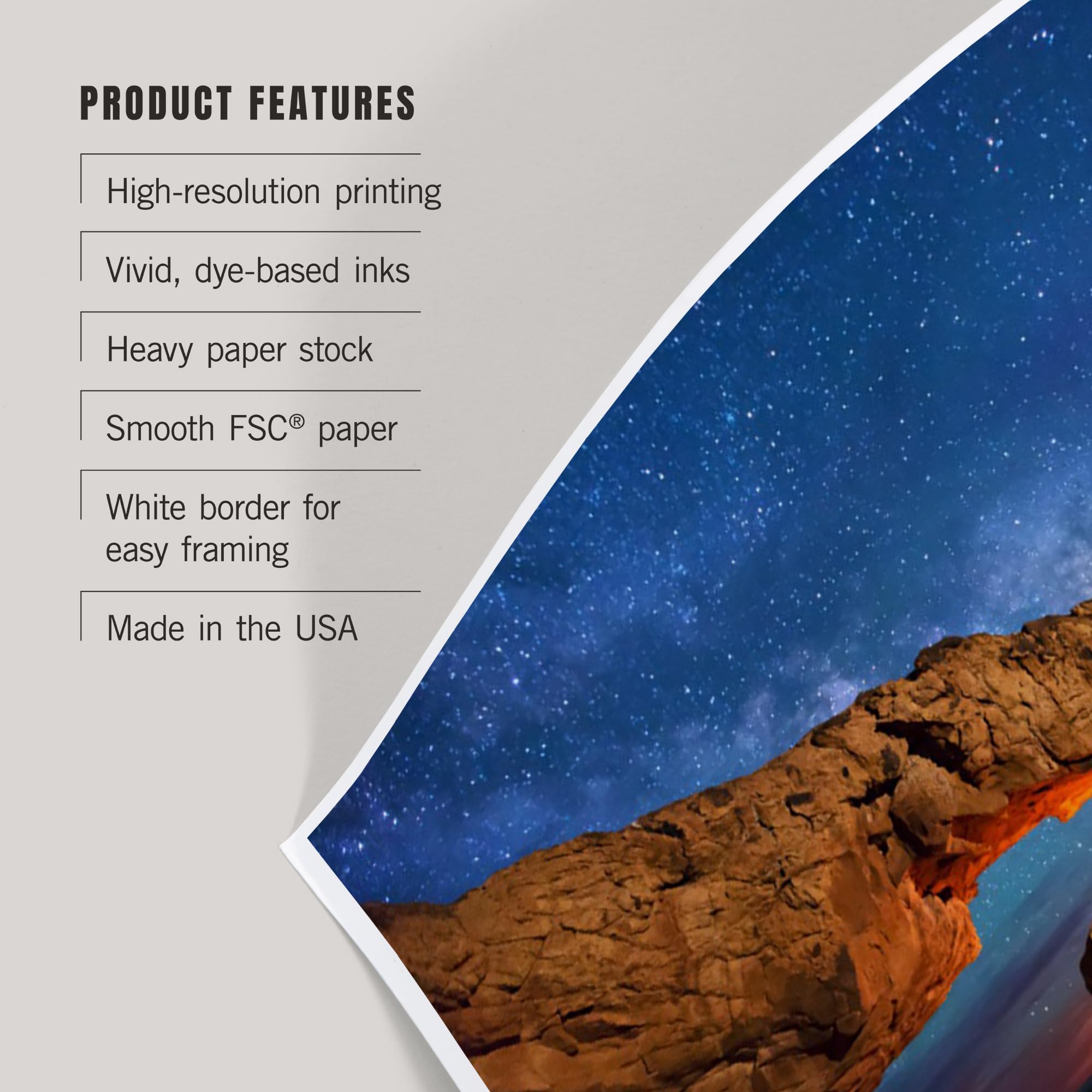 Lantern Press 12x18 Inch Grand Staircase-Escalante National Monument Art Print - Utah Landscape Wall Decor with Milky Way Arch - Perfect for Home, Office & Gift Giving