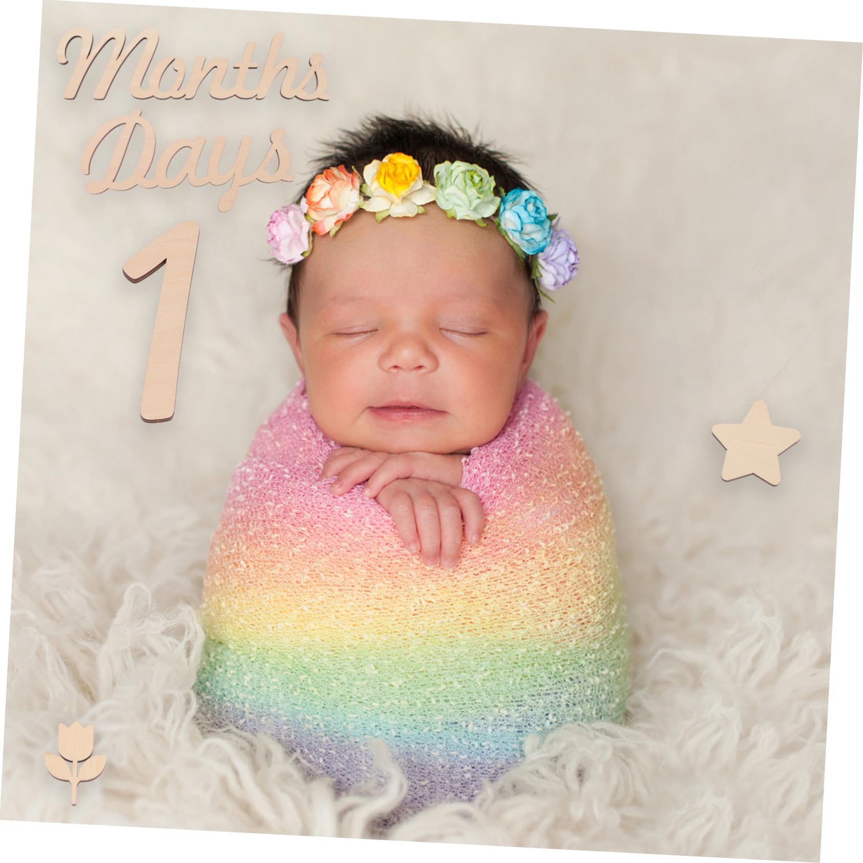 TOYANDONA 5 Sets Wooden Baby Milestone Numbers - Newborn Photo Props, Birth Announcement Sign & Monthly Growth Tracker for Baby Shower, First Birthday, and Family Bonding Moments