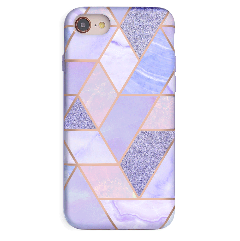 Stylish Purple Geometric Marble iPhone Case - Durable Protective Cover for iPhone 13/14/15 Pro Max - Trendy Aesthetic Phone Case for Women & Men - Perfect for Daily Use, Travel & Gift Giving