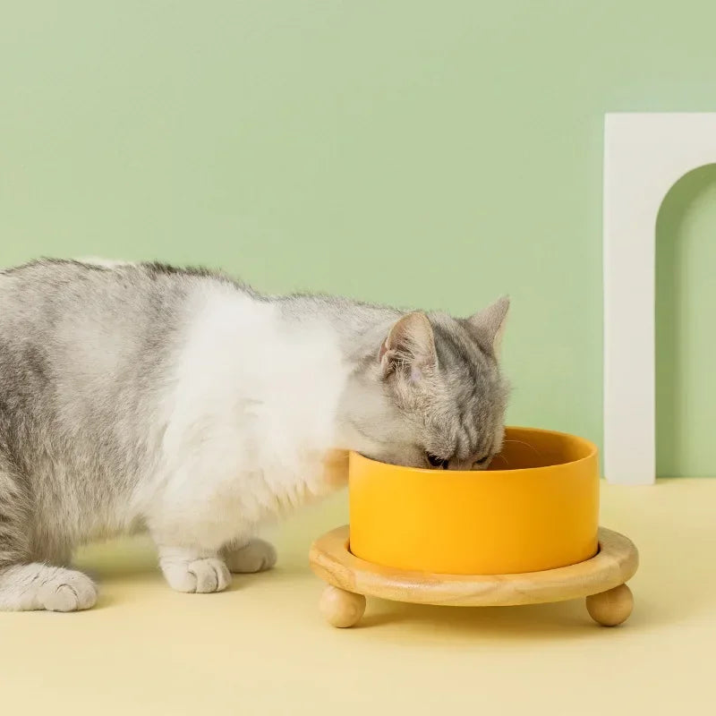 Premium Whisker Wood Pet Feeding Bowl for Cats & Dogs - Eco-Friendly, Non-Slip, Durable Raised Dog & Cat Food Dish - Perfect for Home, Travel, and Outdoor Use