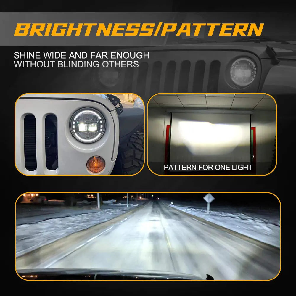 LOYO 7 Inch LED Headlights for Off-Road Trucks & Jeeps - King Kong Series (RHD) - Perfect for Night Driving, Off-Roading & Adventure Vehicles