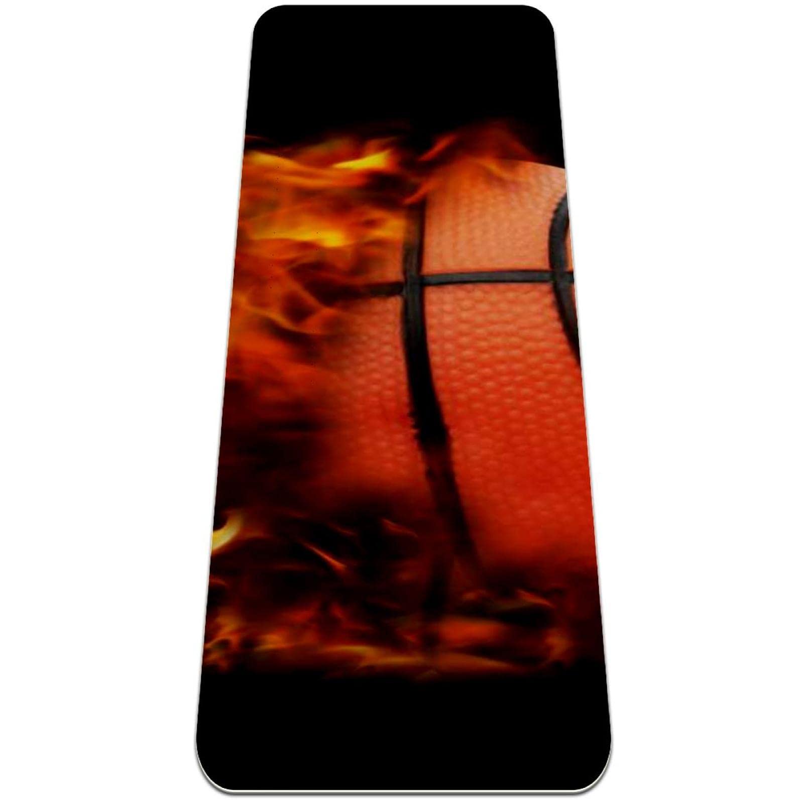 Premium Non-Slip Thick Yoga Mat for Women - Extra Cushioning Exercise & Workout Mat with Flame Art Design - Ideal for Yoga, Pilates, Home Fitness & Basketball Court Warmups