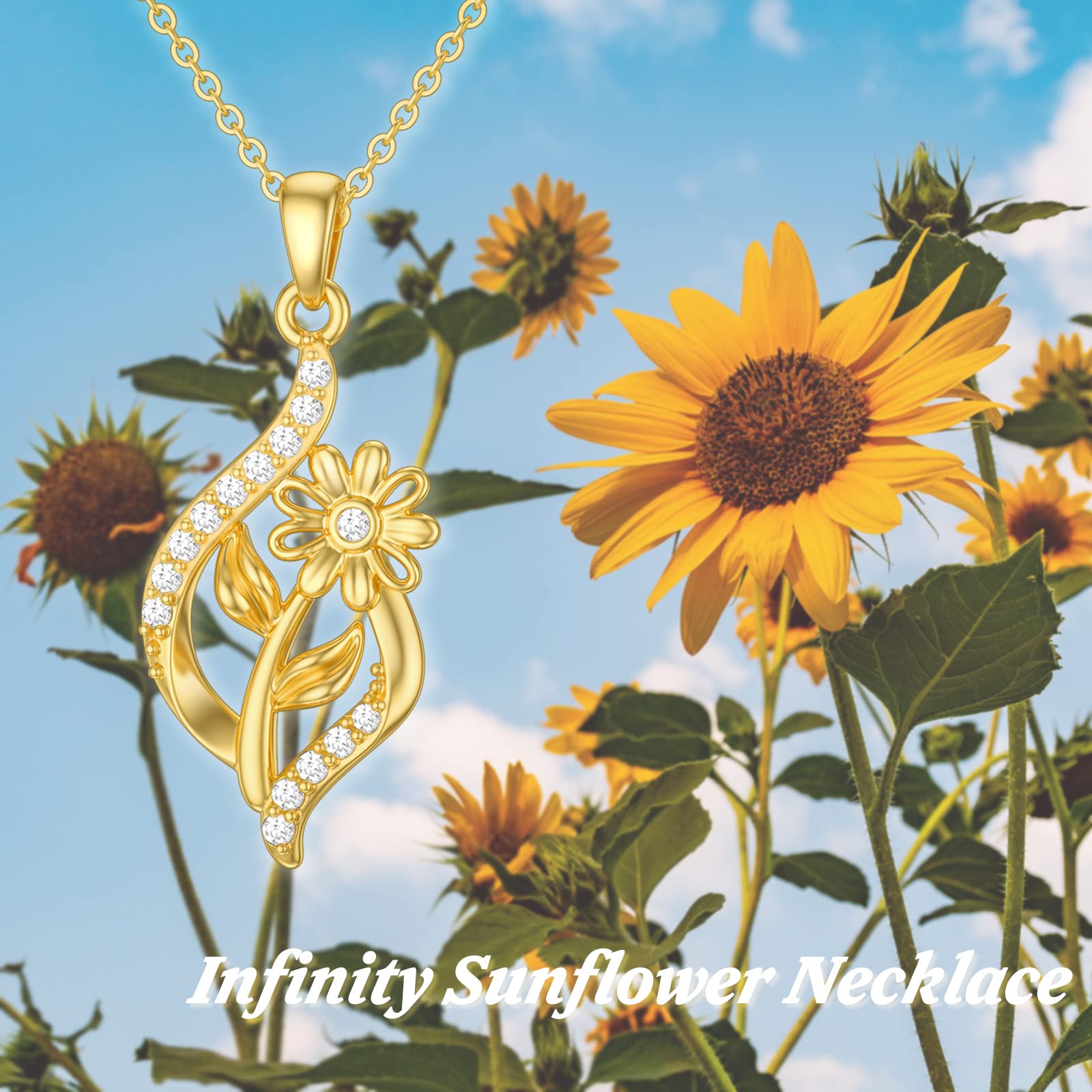 10K/14K Gold Birth Flower Necklace for Women - Delicate Infinity Floral Pendant Necklace, Personalized Birthday Gift for Wife, Mom, Her (16+1+1 inch) | Perfect for Mother's Day, Anniversary & Special Occasions