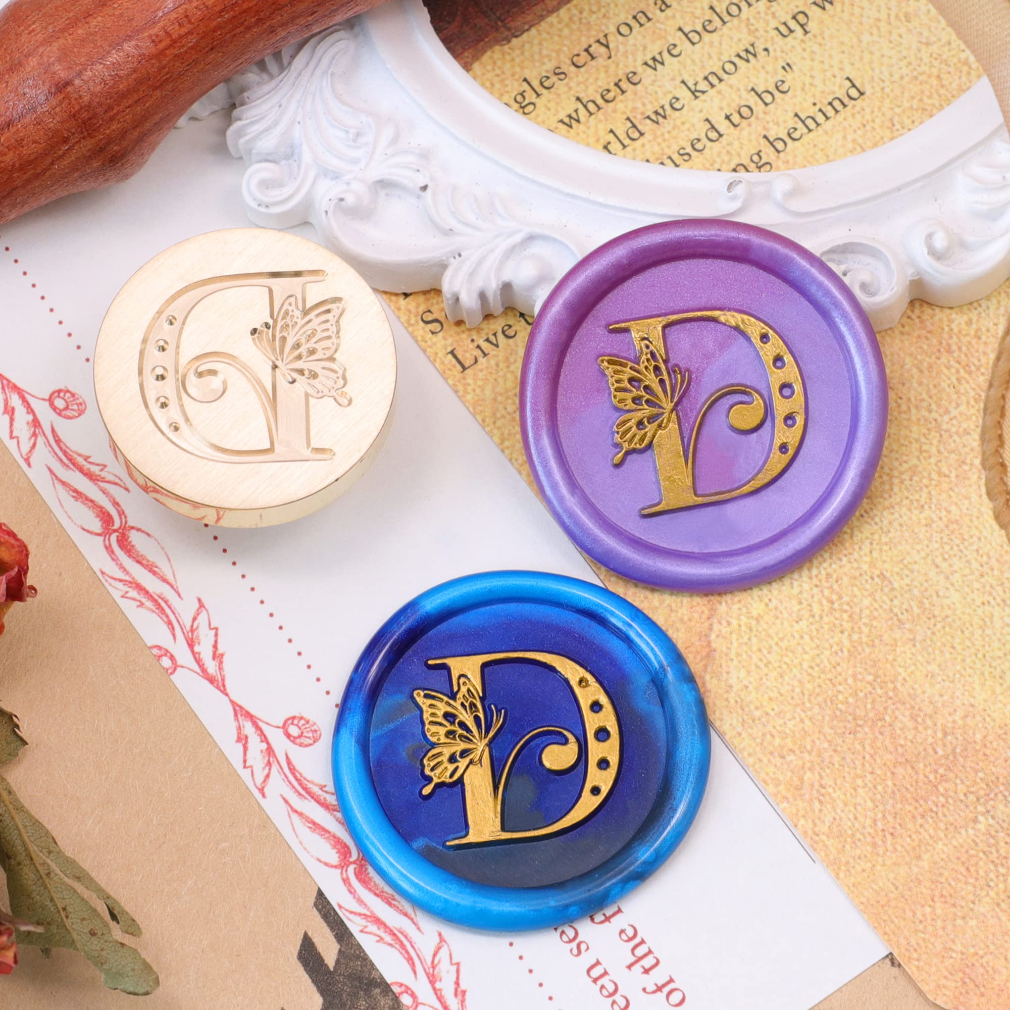 Vintage Butterfly Wax Seal Stamp Initial 