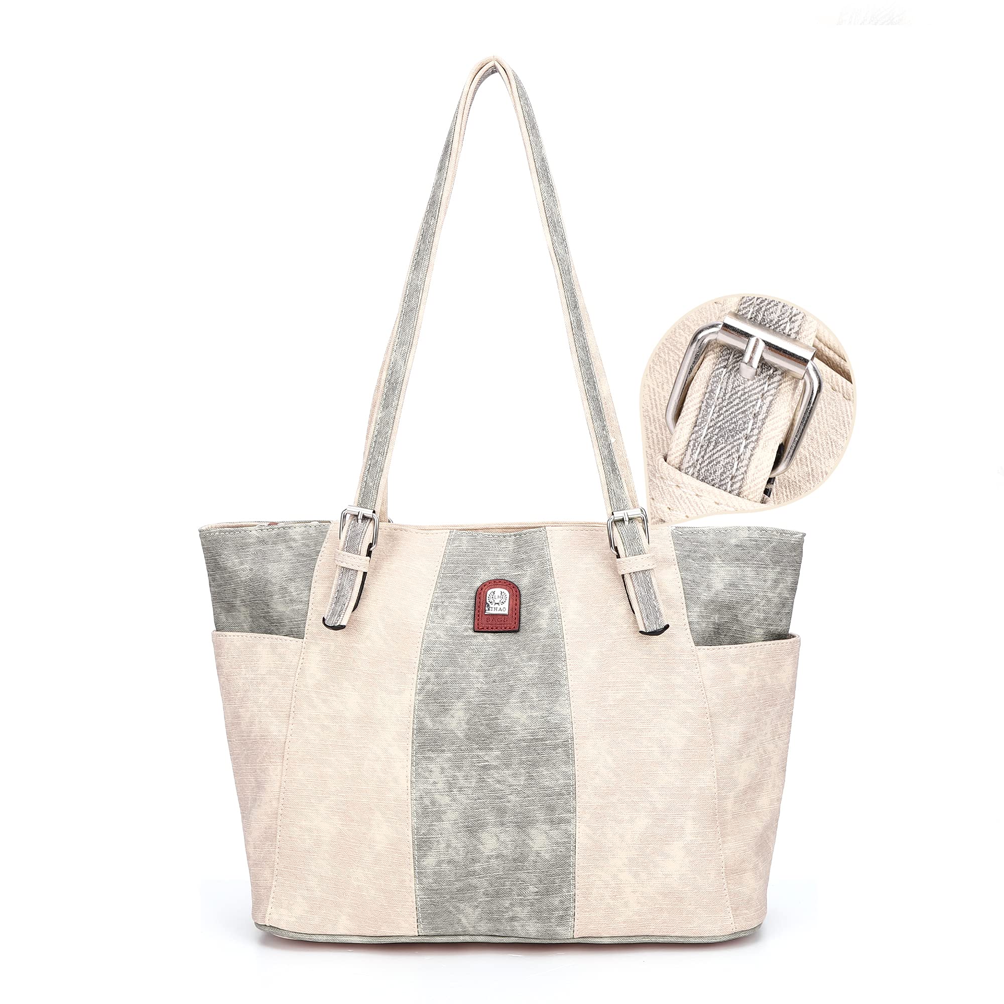 L&H Women's PU Faux Leather Tote Shoulder Bag - Large Capacity Fashion Handbag for Work, Travel & Daily Use