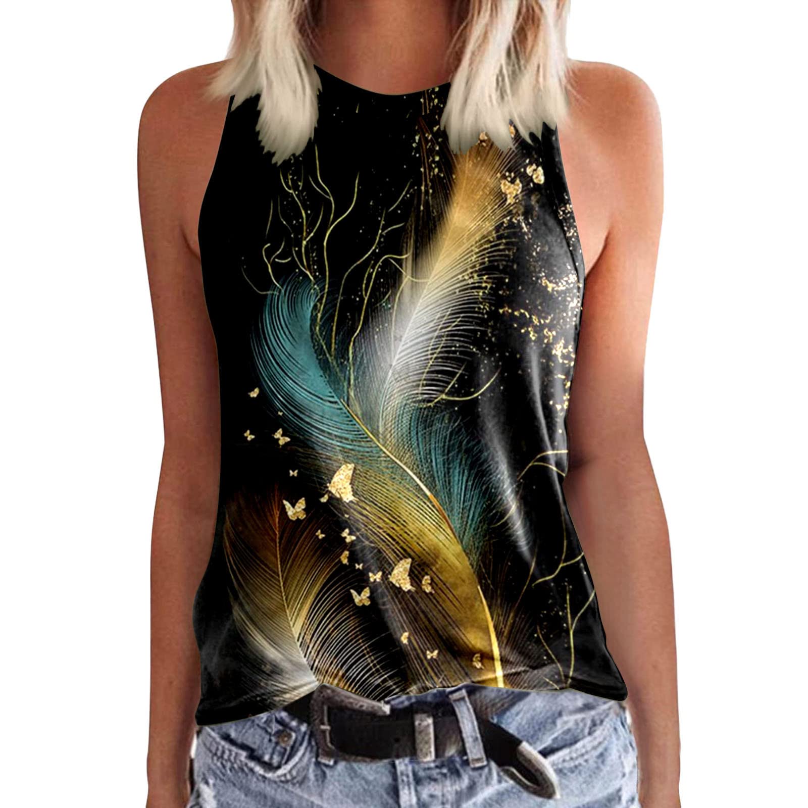 ETHKIA Women's Summer Casual Sleeveless Tank Tops - Loose Fit Crewneck Basic Shirts for Beach, Travel & Everyday Wear