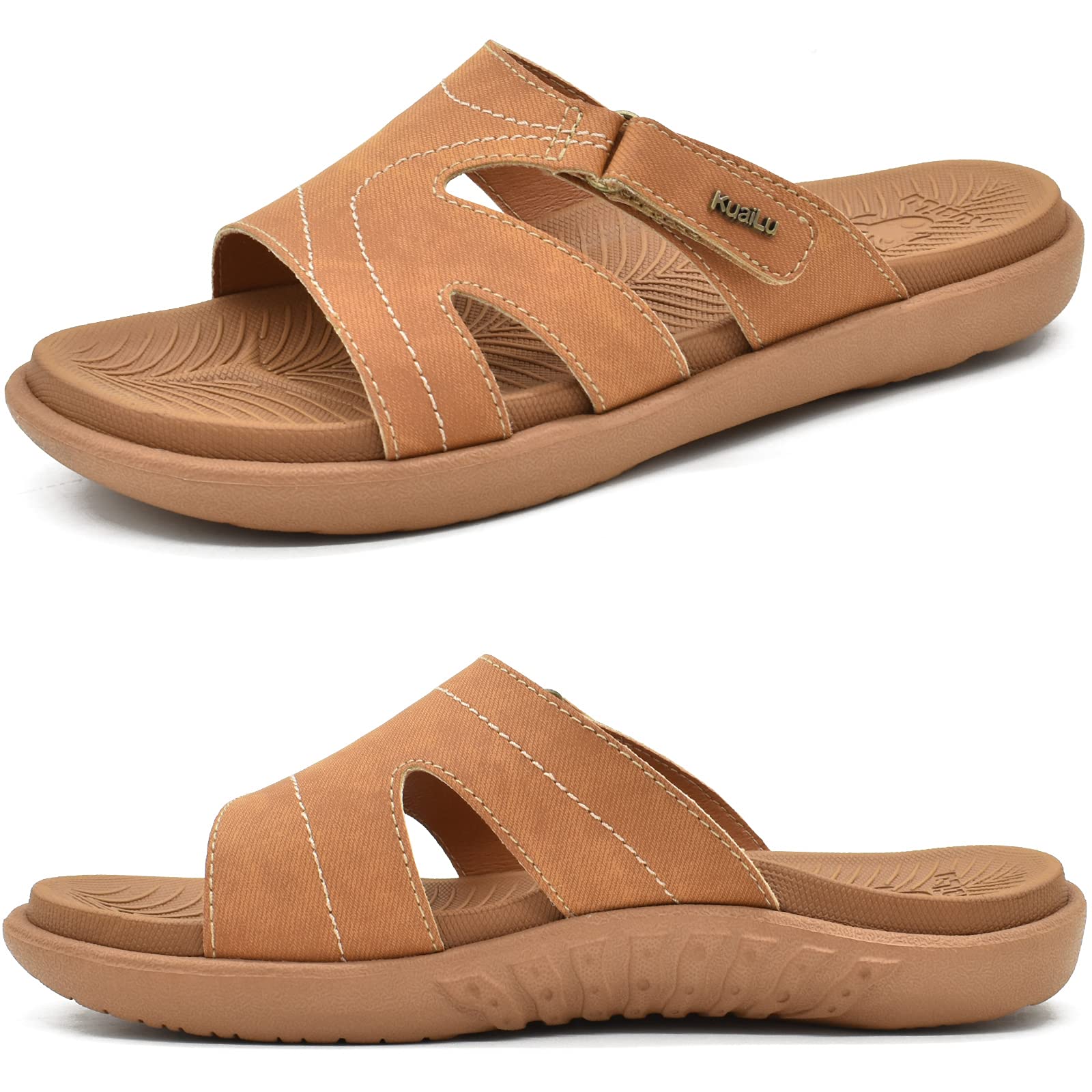 **KUAILU Women's Orthotic Slides - Lightweight Athletic Sandals with Arch Support for Plantar Fasciitis - Yoga, Gym, and Home Comfort Slippers**