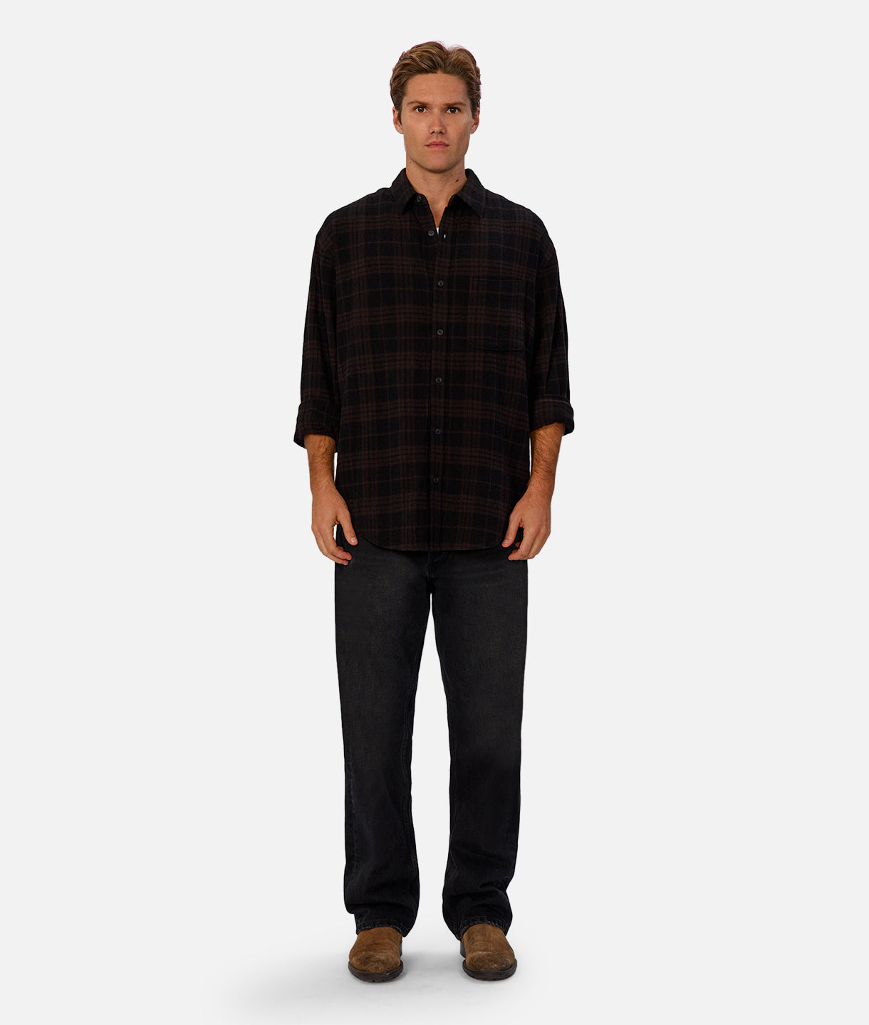 Premium Connecticut Long Sleeve Shirt for Men - Classic Black & Brown Cotton Button-Up - Perfect for Office, Casual Wear & Outdoor Activities