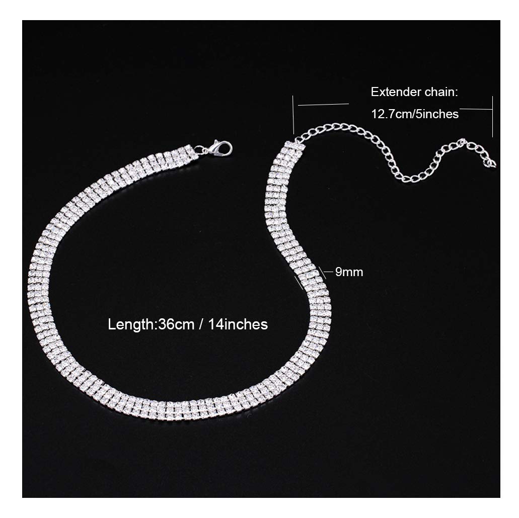 Sparkling Rhinestone Choker Necklace for Women - Silver Crystal Diamond Collar Necklace | Perfect for Parties, Weddings & Evening Events