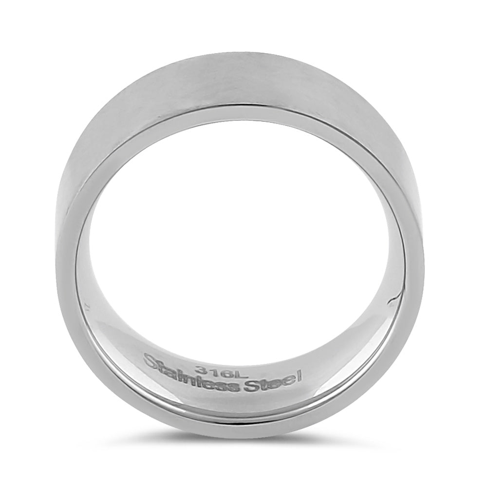 8mm Stainless Steel Men's Wedding Band Ring - Brushed & Polished Mixed Finish, Durable & Comfortable for Everyday Wear, Anniversary, Engagement, or Gift