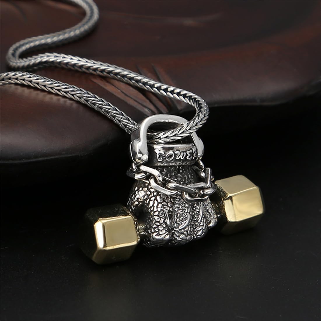 Men's Sterling Silver Dumbbell Pendant Necklace - S925 Real Silver Workout Jewelry for Gym Enthusiasts | Perfect Gift for Fitness Lovers & Weightlifters