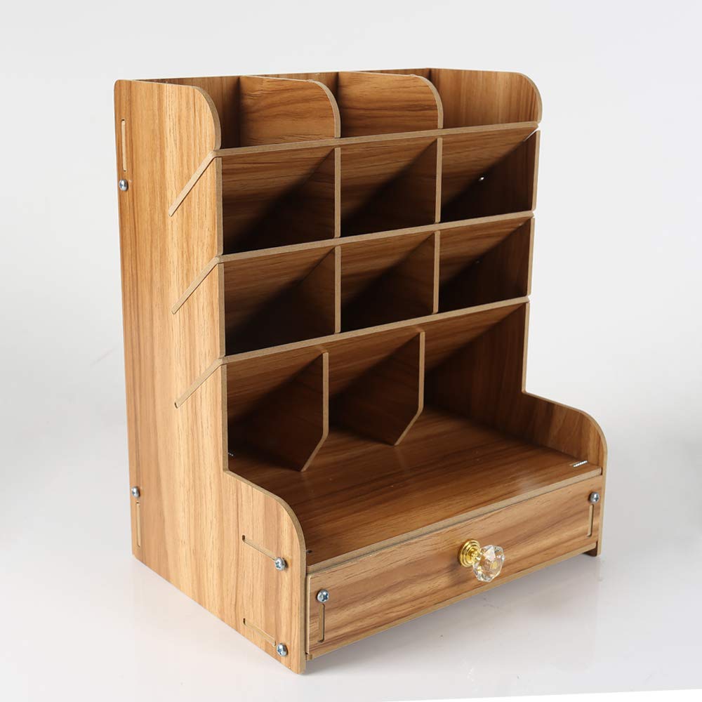 Catekro Wooden Desktop Organizer with Drawers - Desk & Art Supply Storage, Pencil Holders for Home Office - Perfect for Organizing Pens, Markers, Scissors & Craft Supplies on Your Workspace