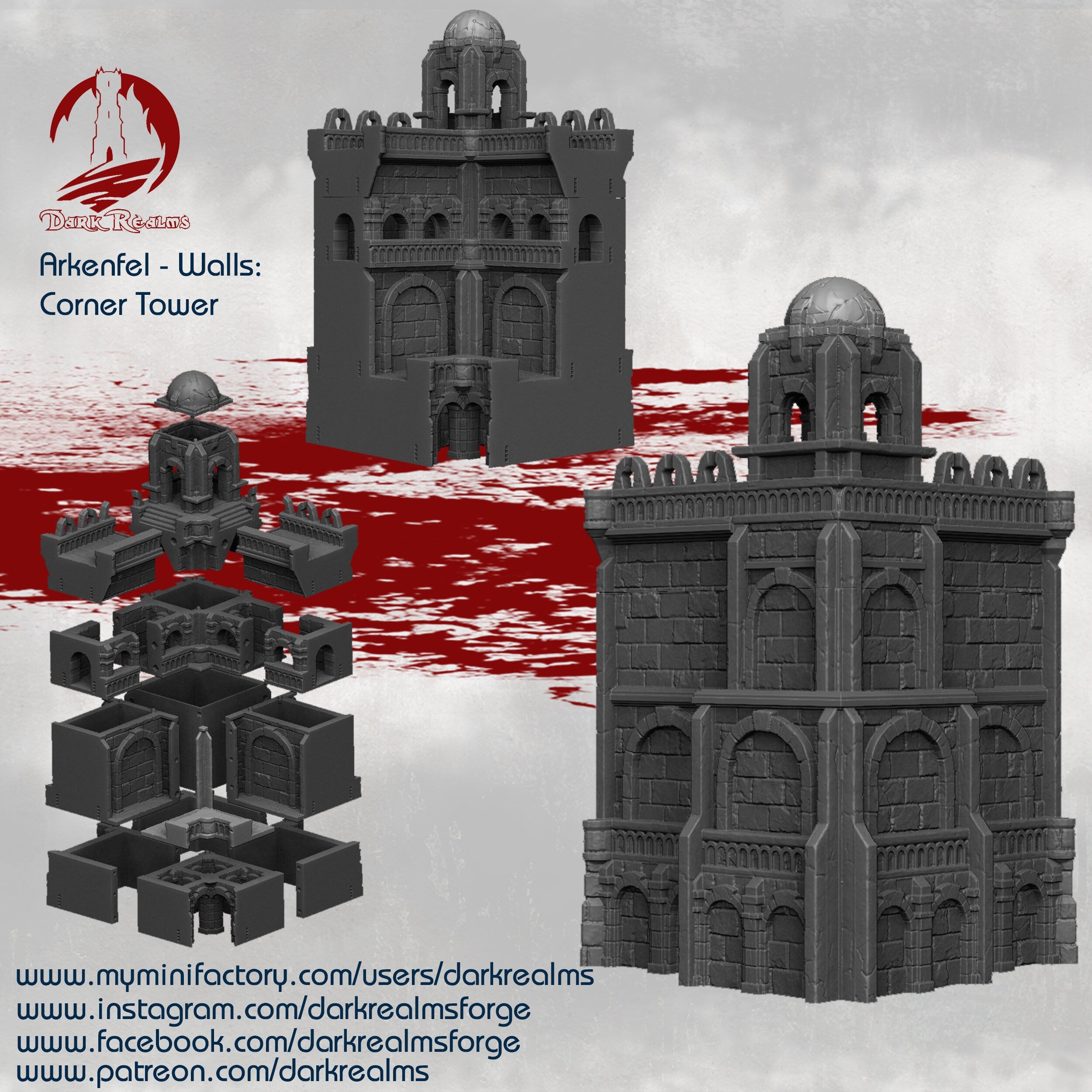 28mm Scale Modular Walls System - Dungeons and Dragons Terrain Wall Sets for Tabletop RPG Gaming & Miniature Wargaming Scenes