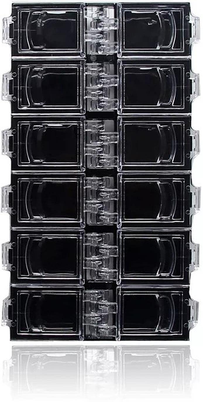 SHILLS PROFESSIONAL 12-Grid Plastic Nail Art Storage Box - Black Empty Organizer for Rhinestones, Beads & Jewelry - Perfect for Salon, Home DIY & Professional Nail Technicians